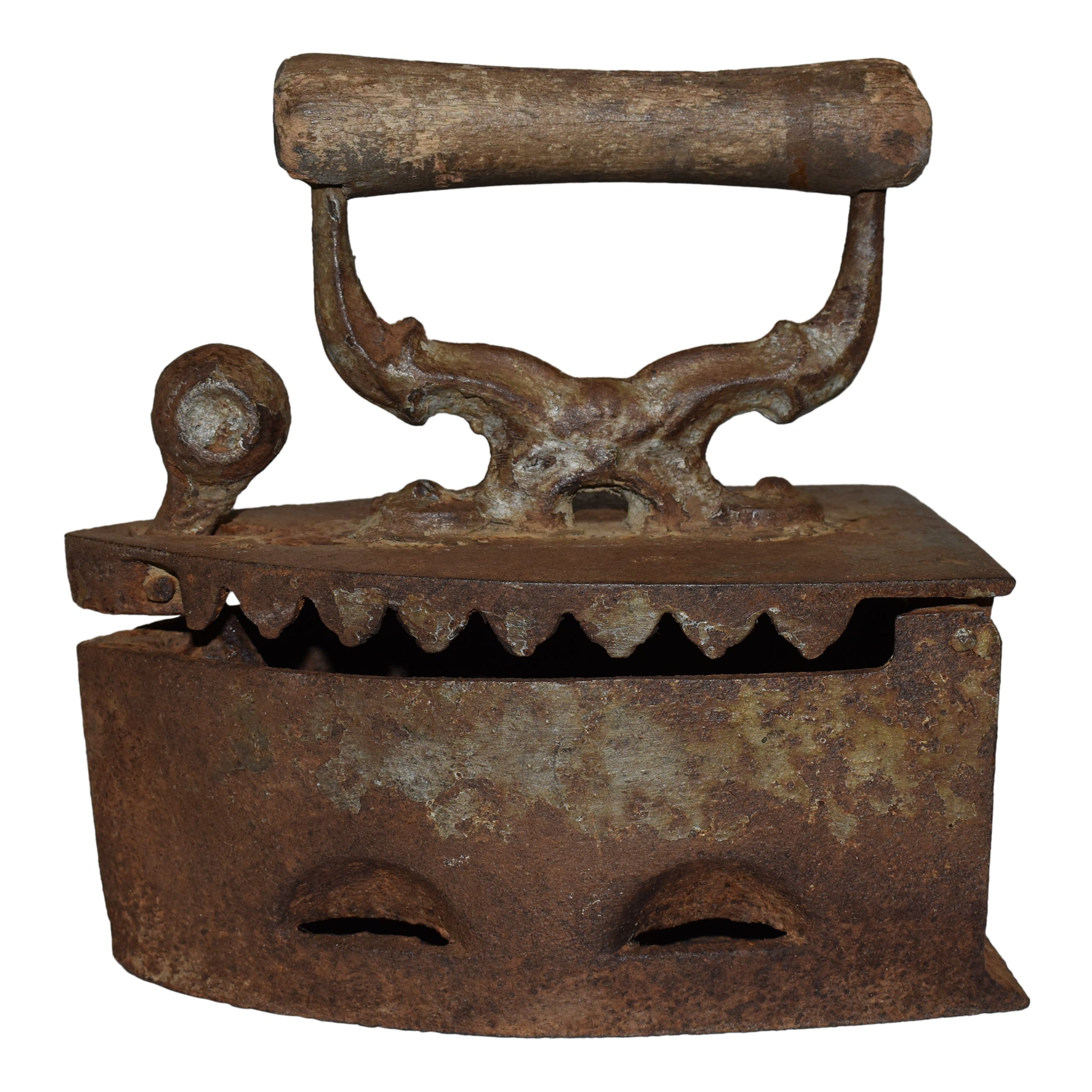 Cast Iron Box Iron Clothes Press with Wood Handle