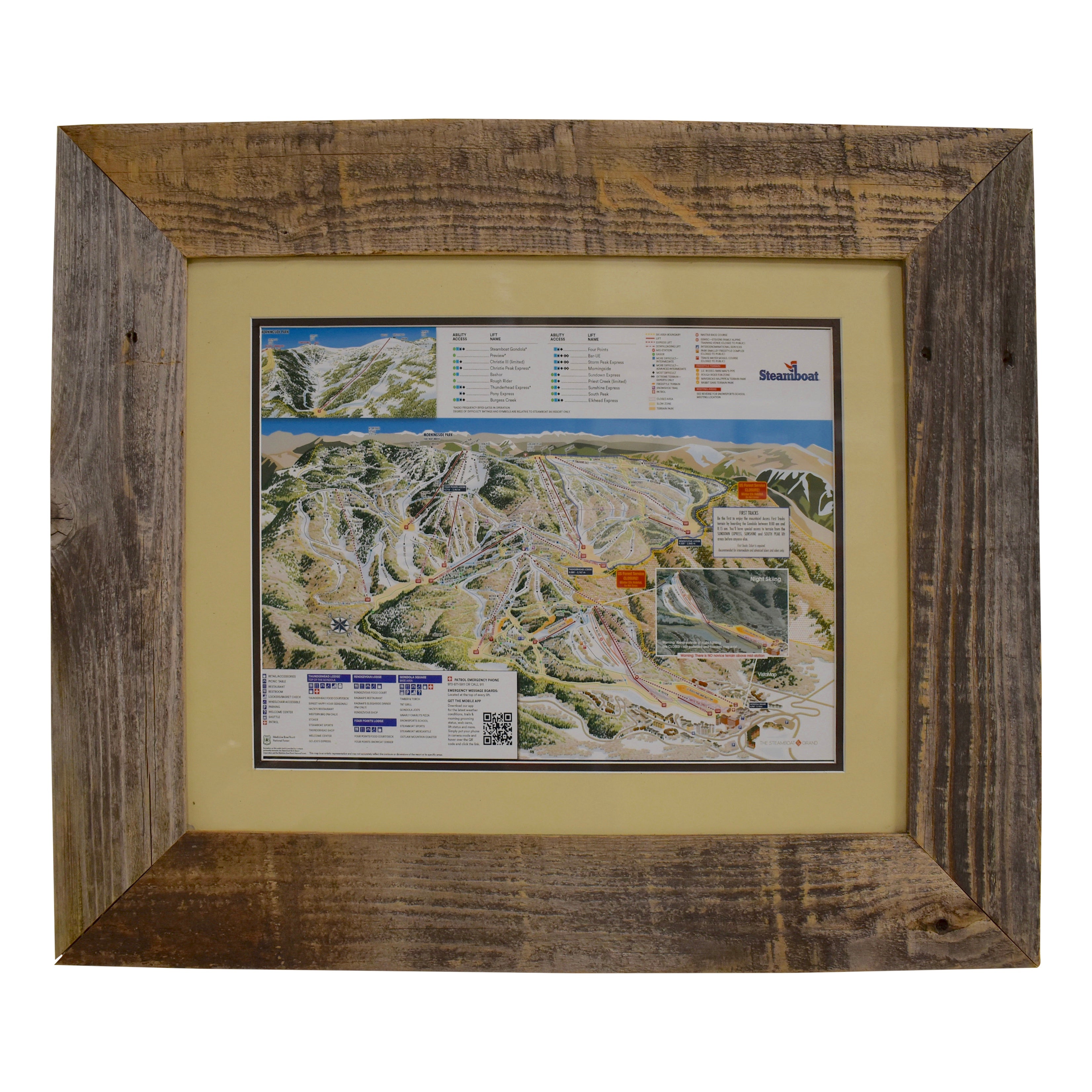 Steamboat Trail Map Framed in Glass