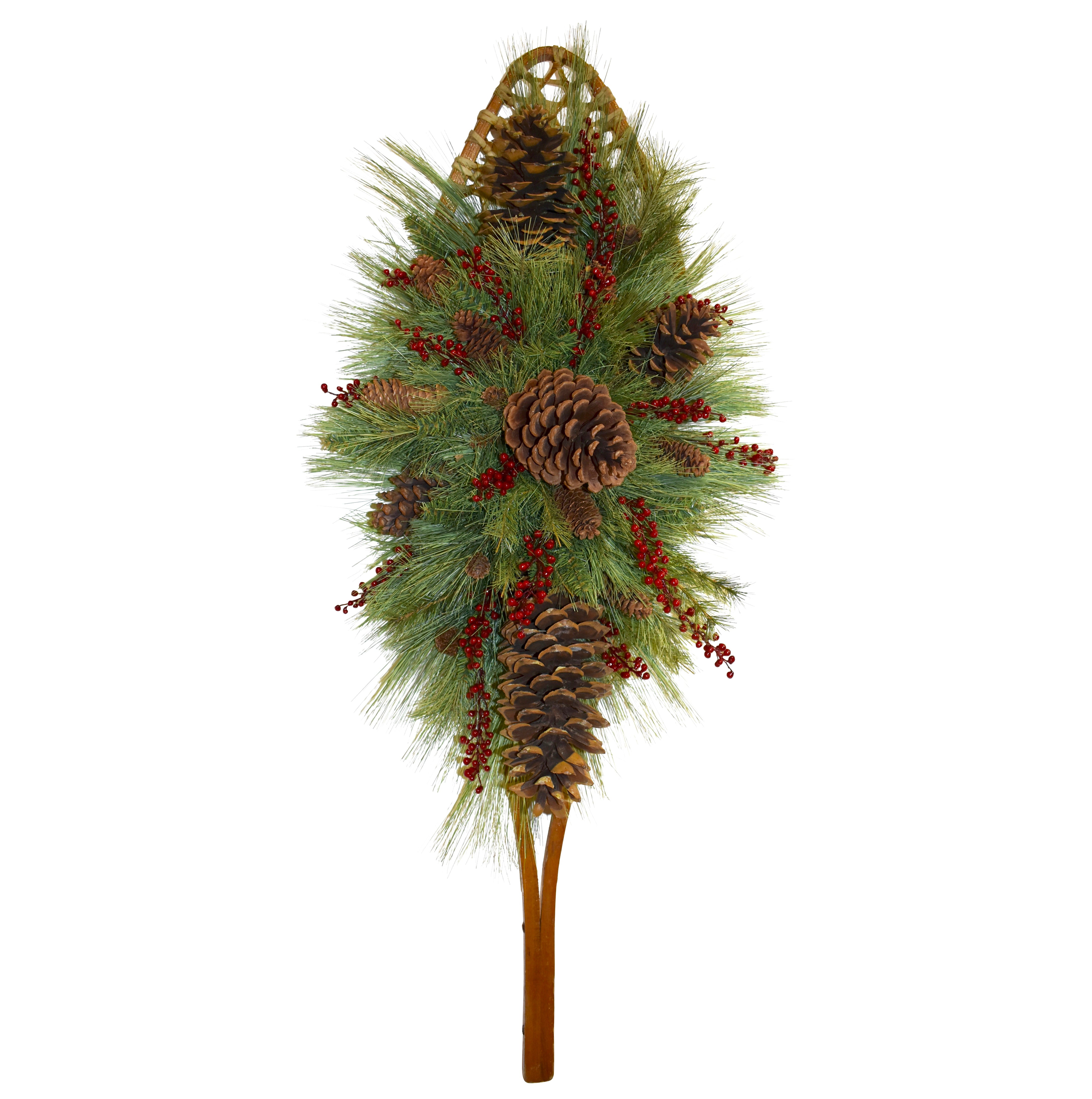 Snowshoe Arrangement with Pine and Red Berries