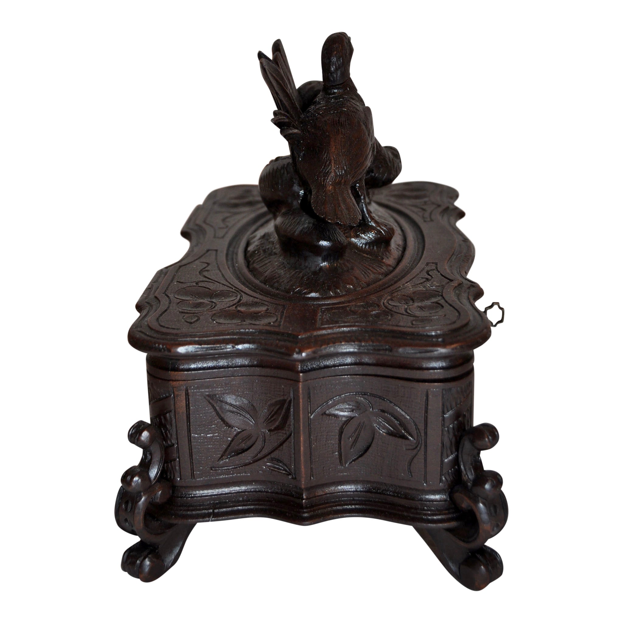 Carved Jewelry Box with Quail