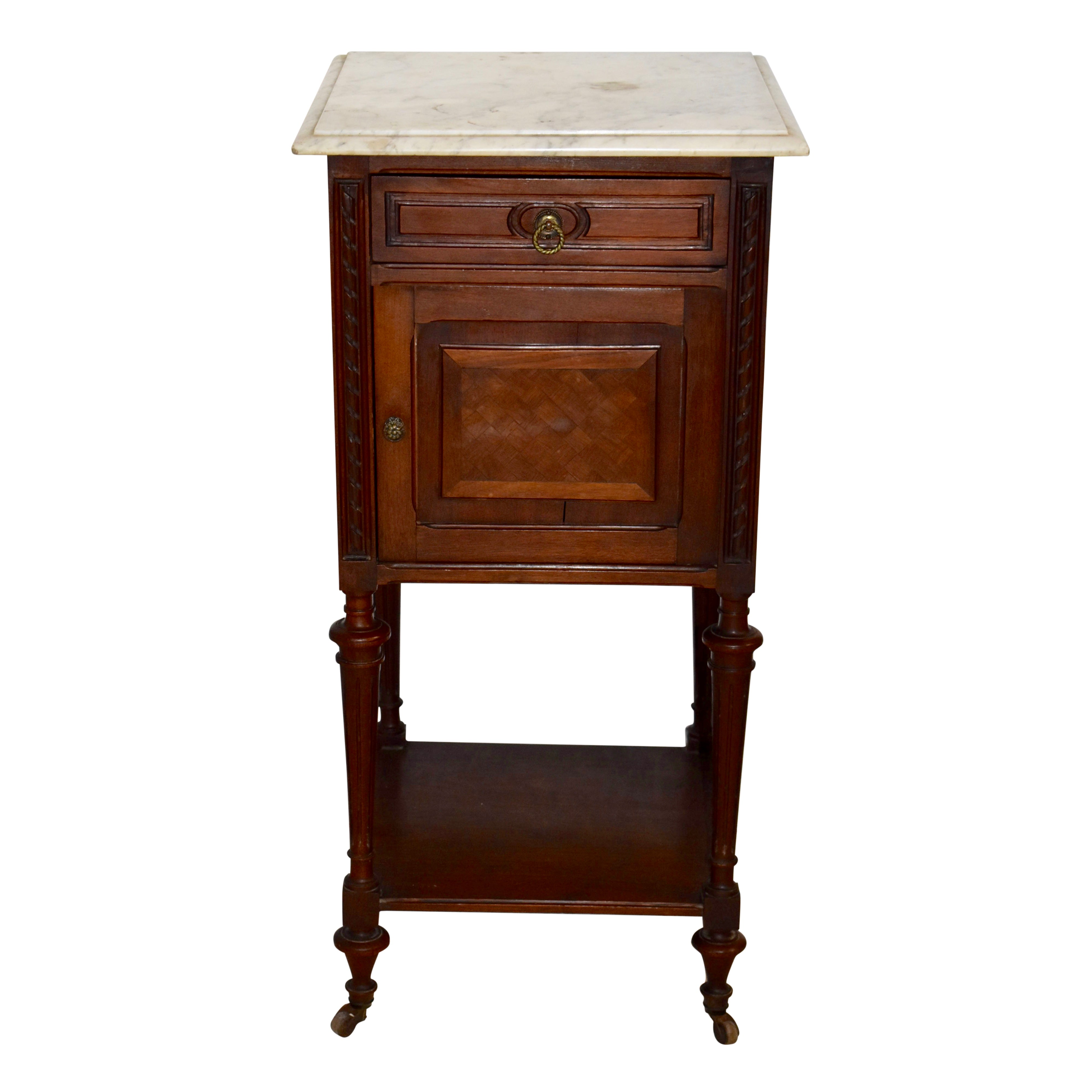 Rosewood Nightstand with Marble Top