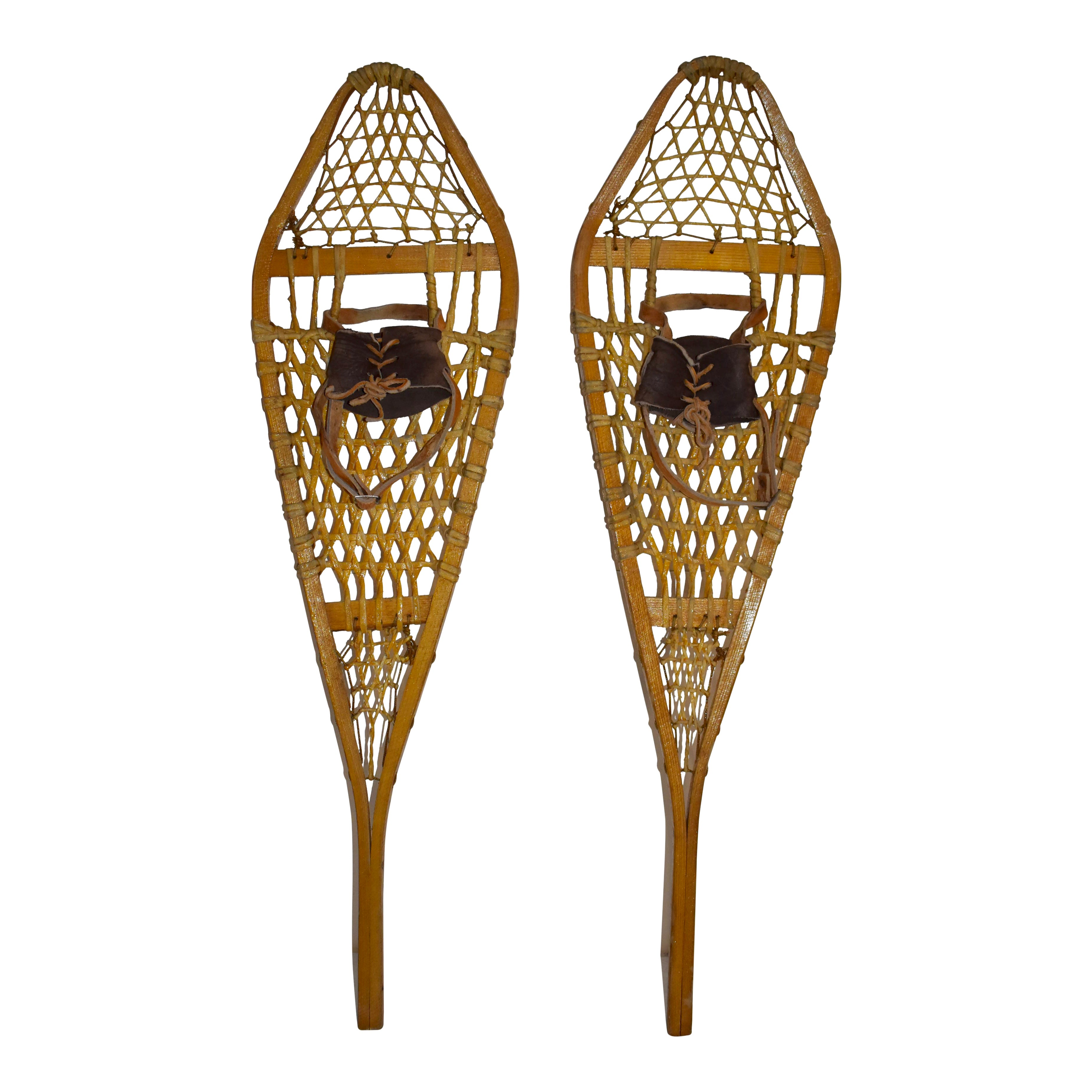 Canadian Huron Snowshoes with Leather Bindings