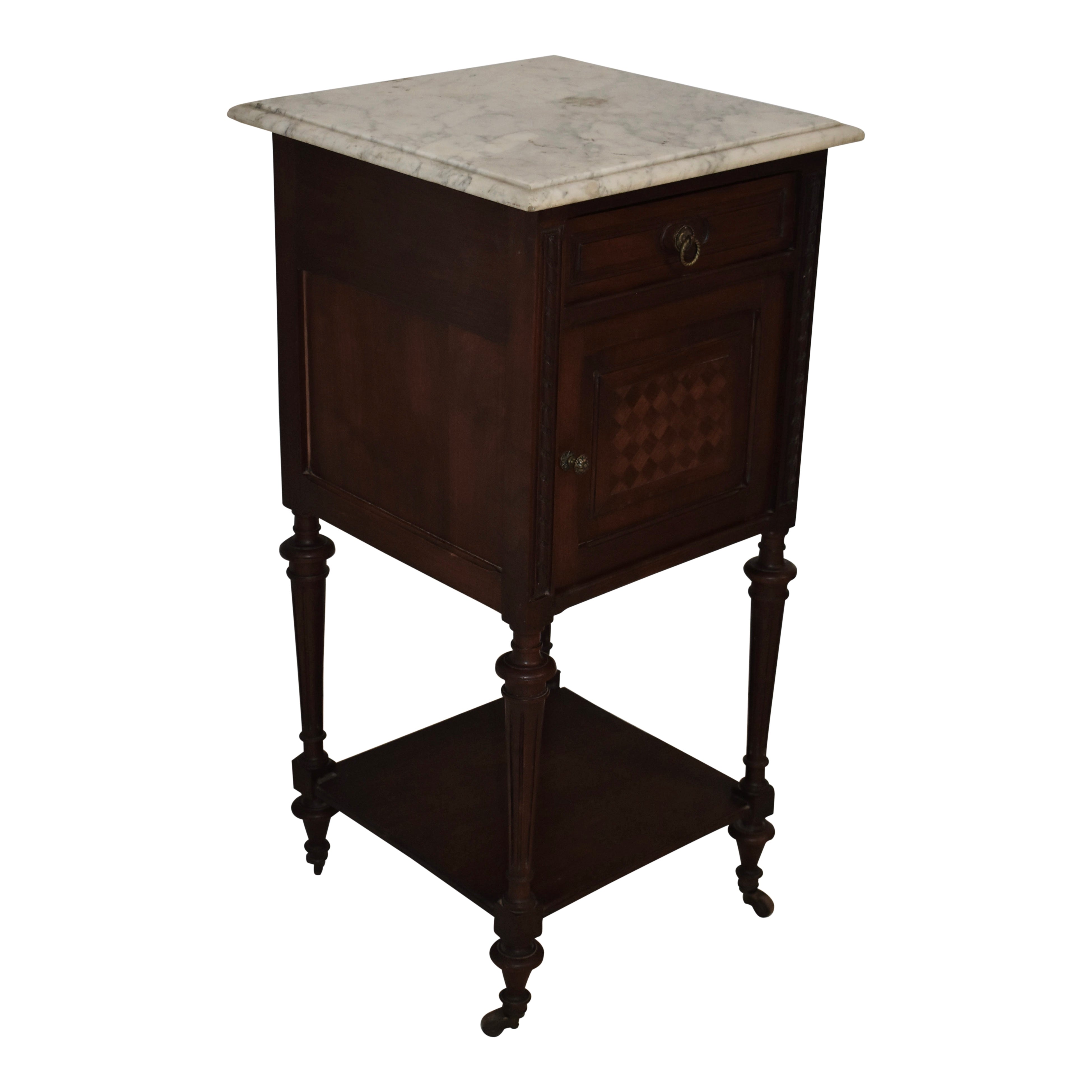 Rosewood Nightstand with Marble Top