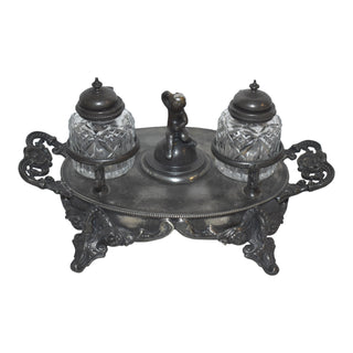Pewter Philip Ashberry and Sons Two Pot Inkwell