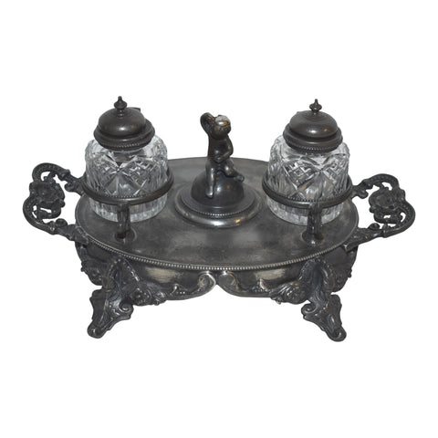 Pewter Philip Ashberry and Sons Two Pot Inkwell