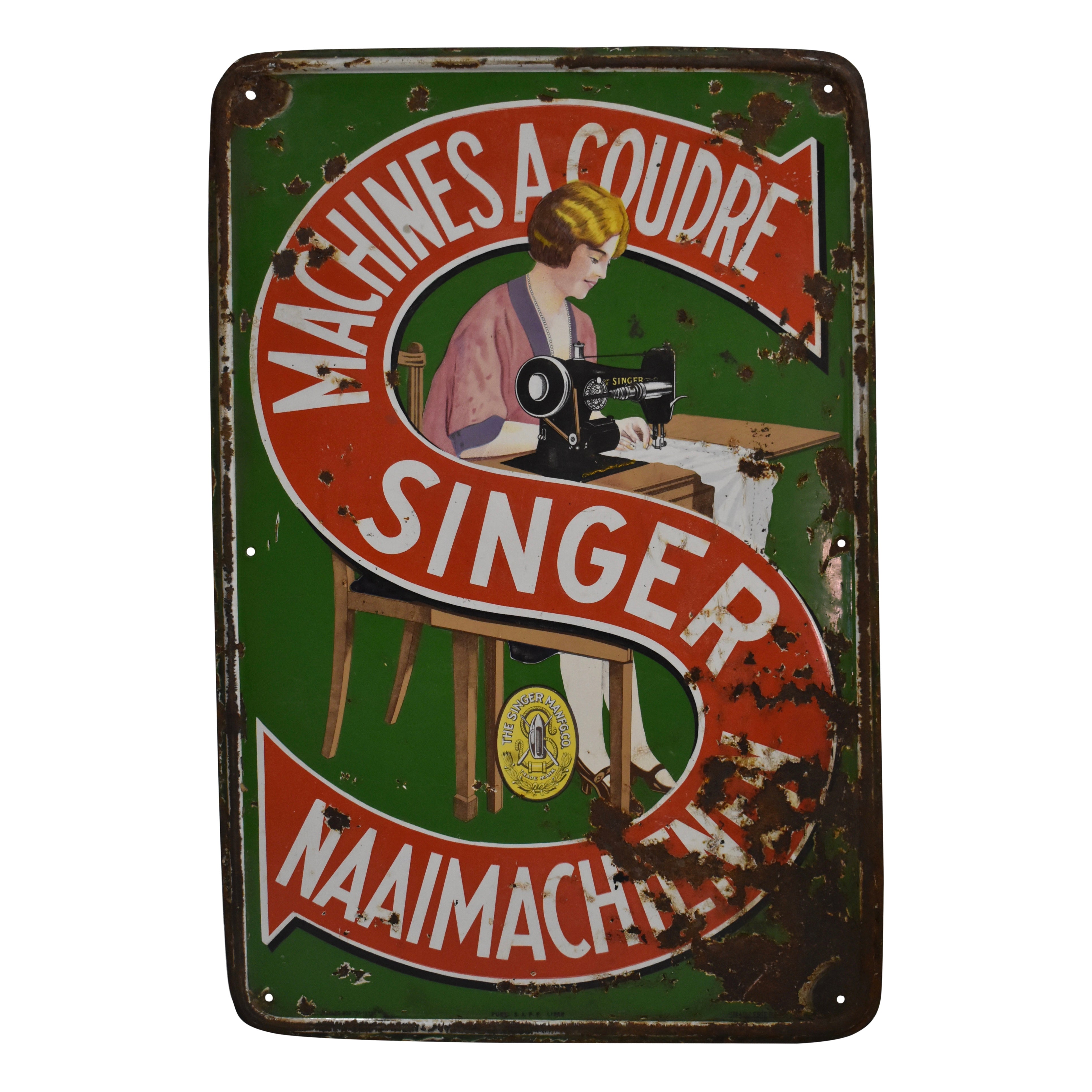 Enamel Singer Sewing Machine Sign