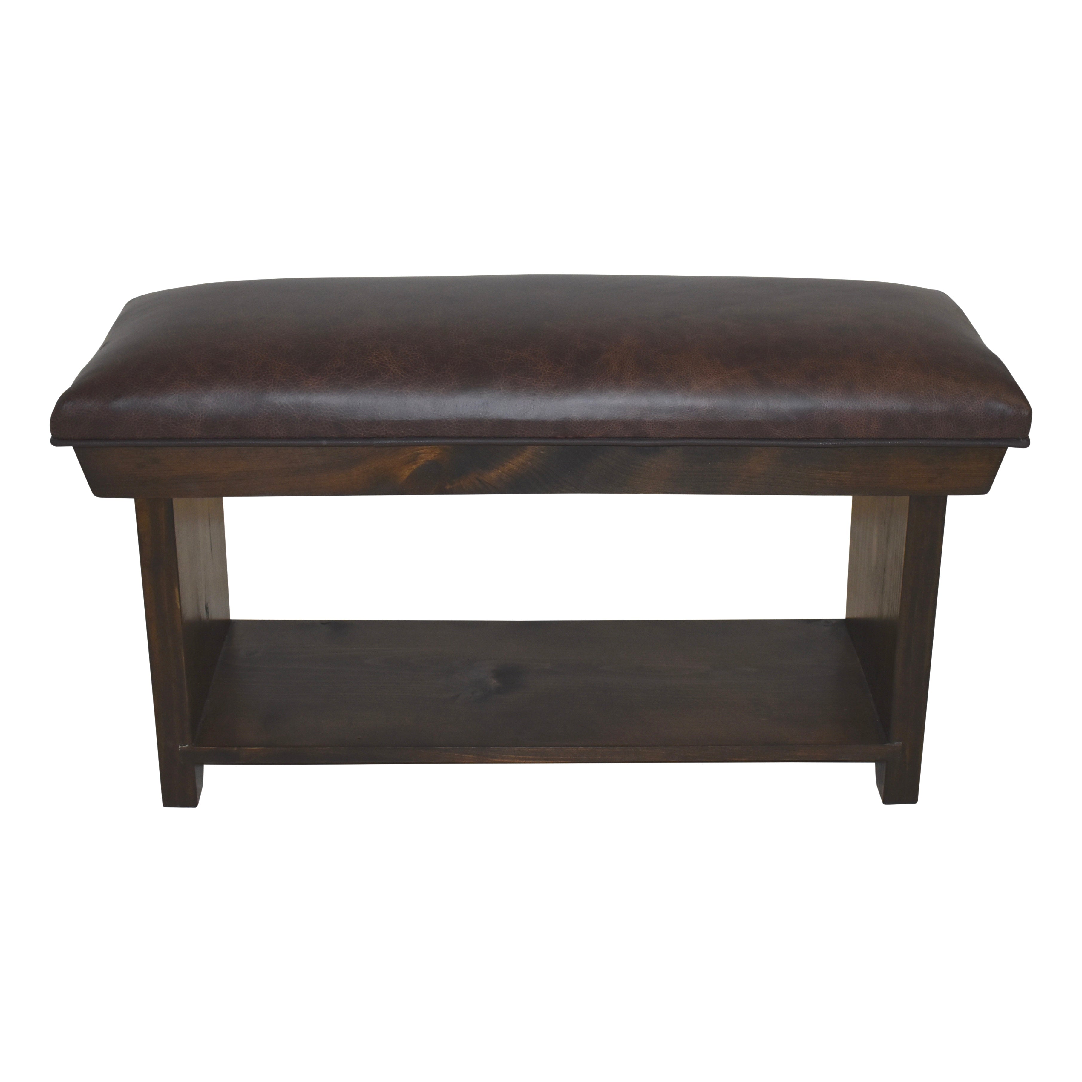 Leather Bench with Shelf