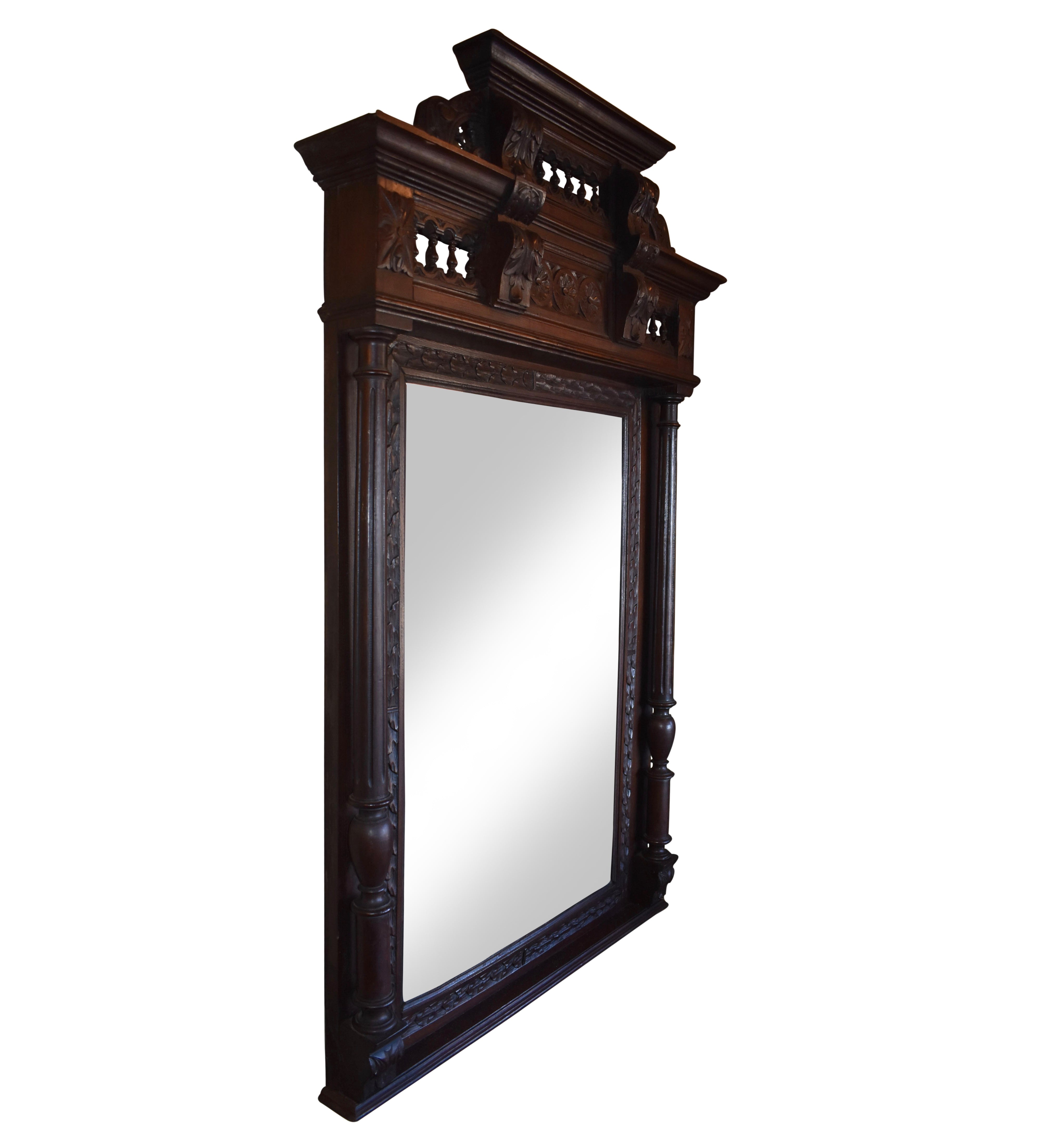 French Breton Carved Wall Mirror