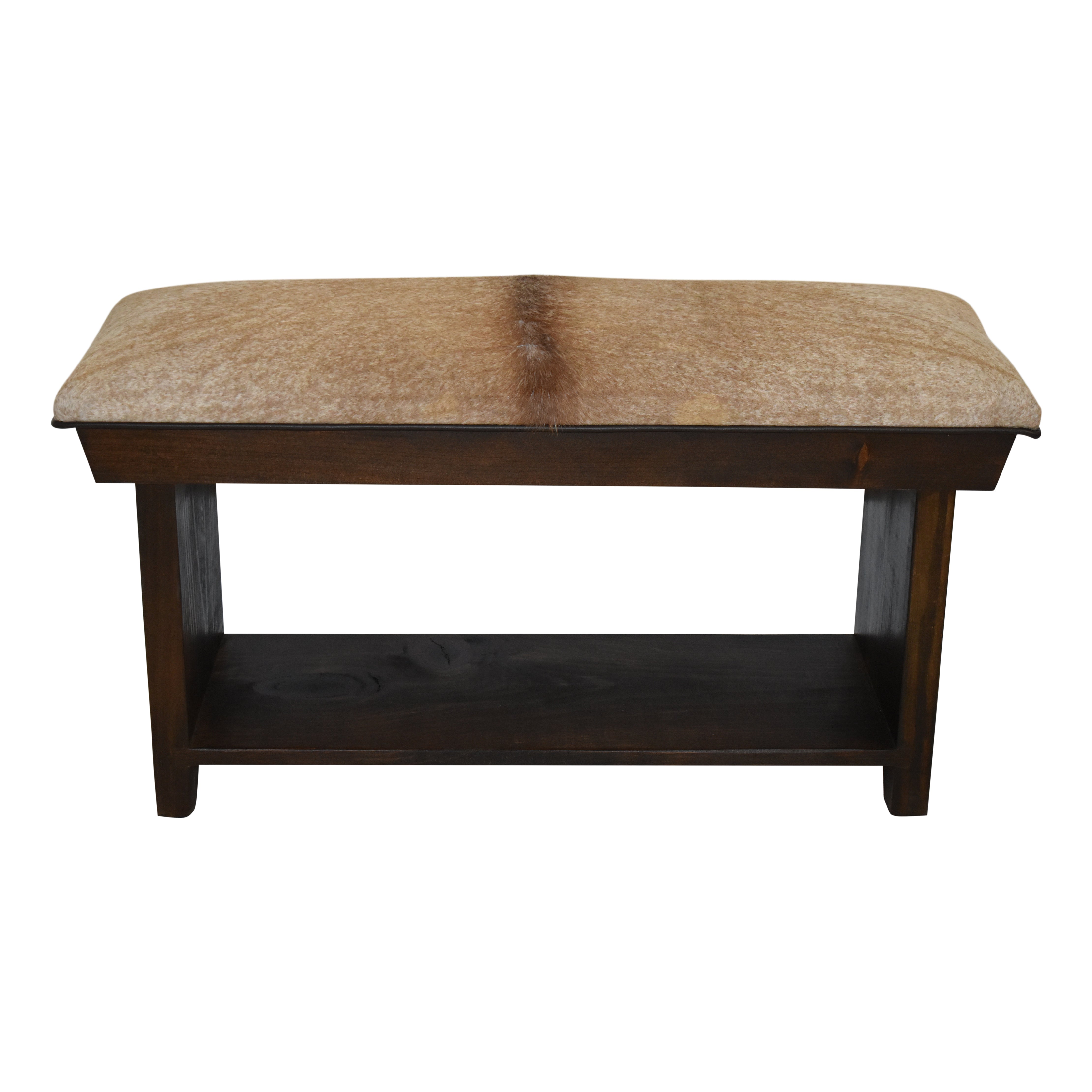 Cowhide Bench with Lower Shelf