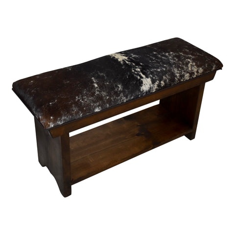 Cowhide Bench with Shelf