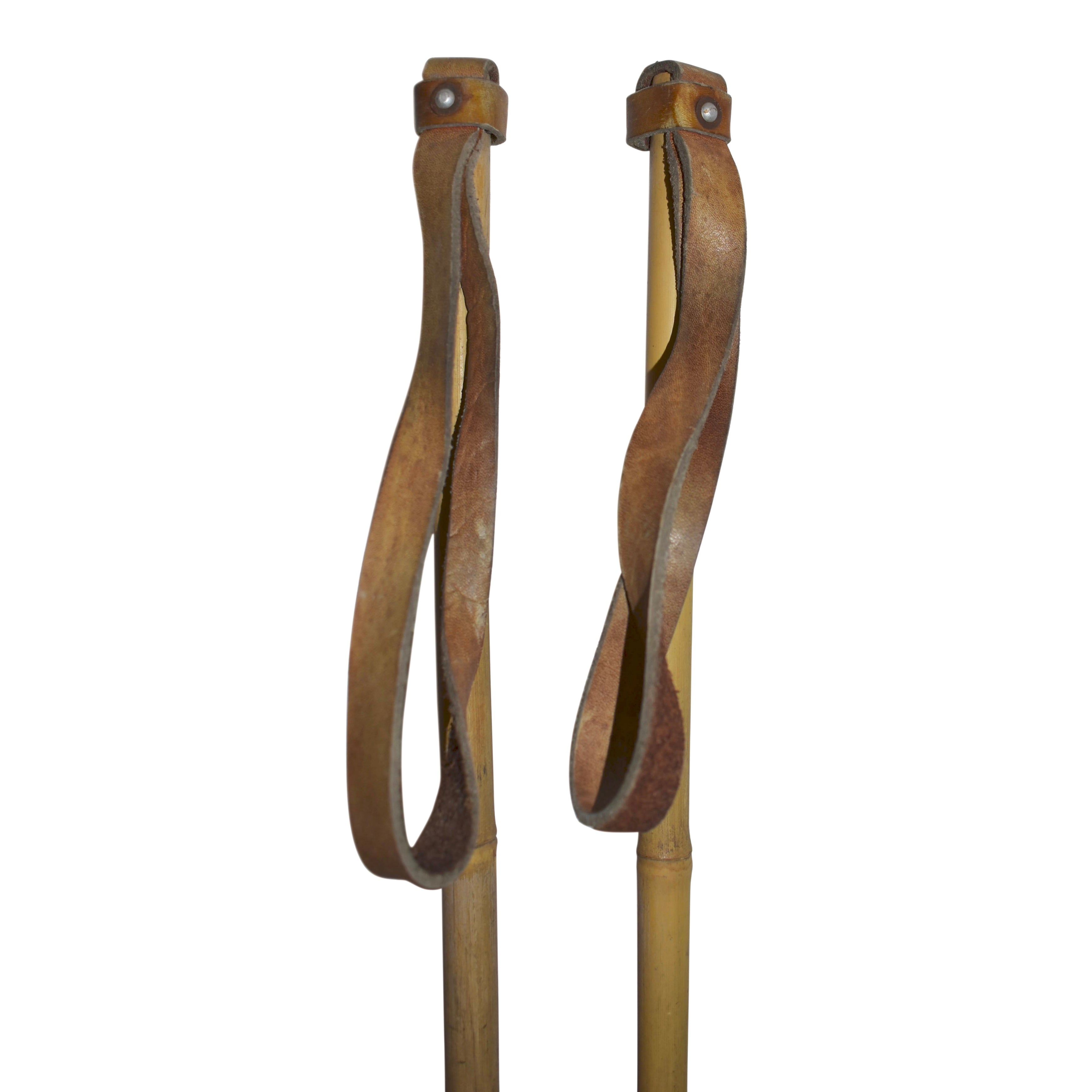 Bamboo Ski Poles with Leather Straps