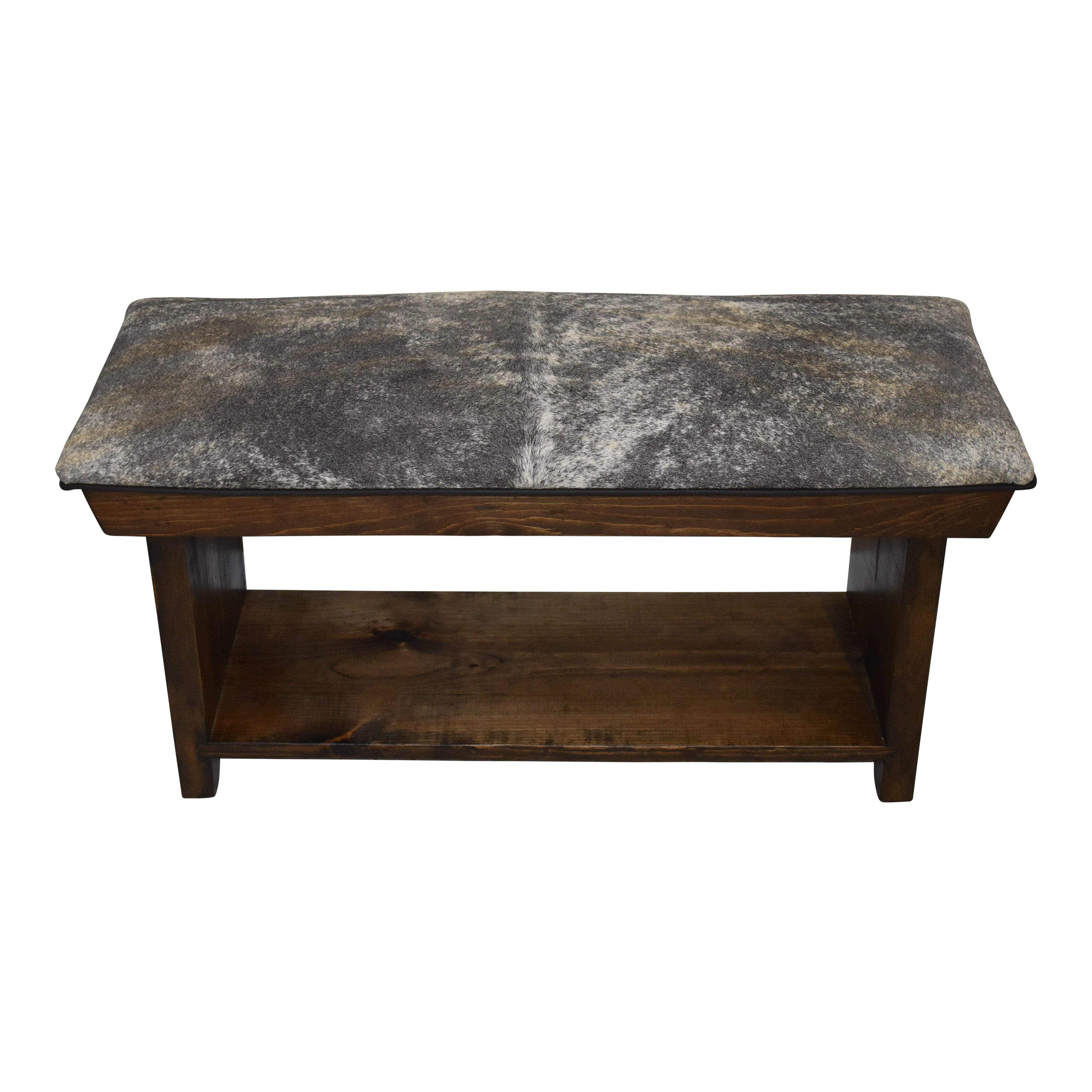 Cowhide Bench with Lower Shelf
