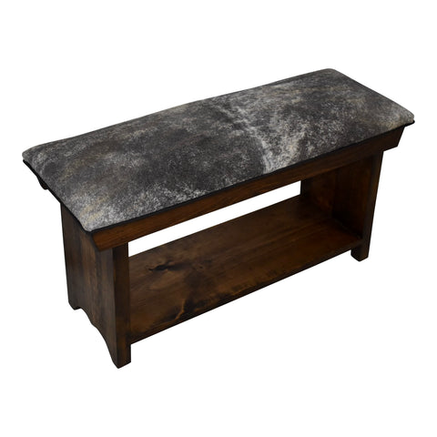 Cowhide Bench with Lower Shelf