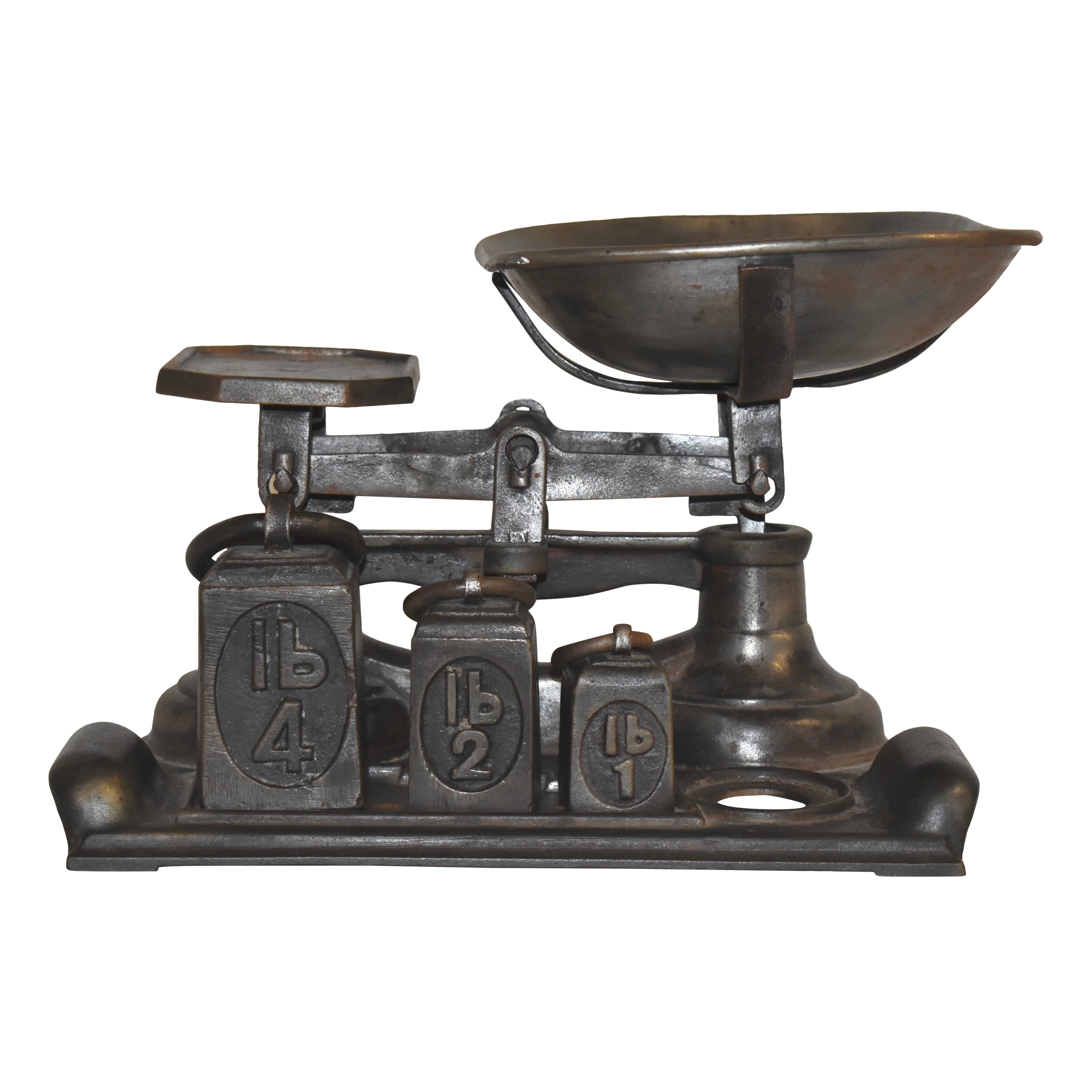 Cast Iron Balance Scale with Three Weights