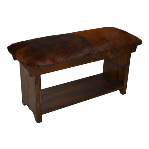 Cowhide Bench with Shelf