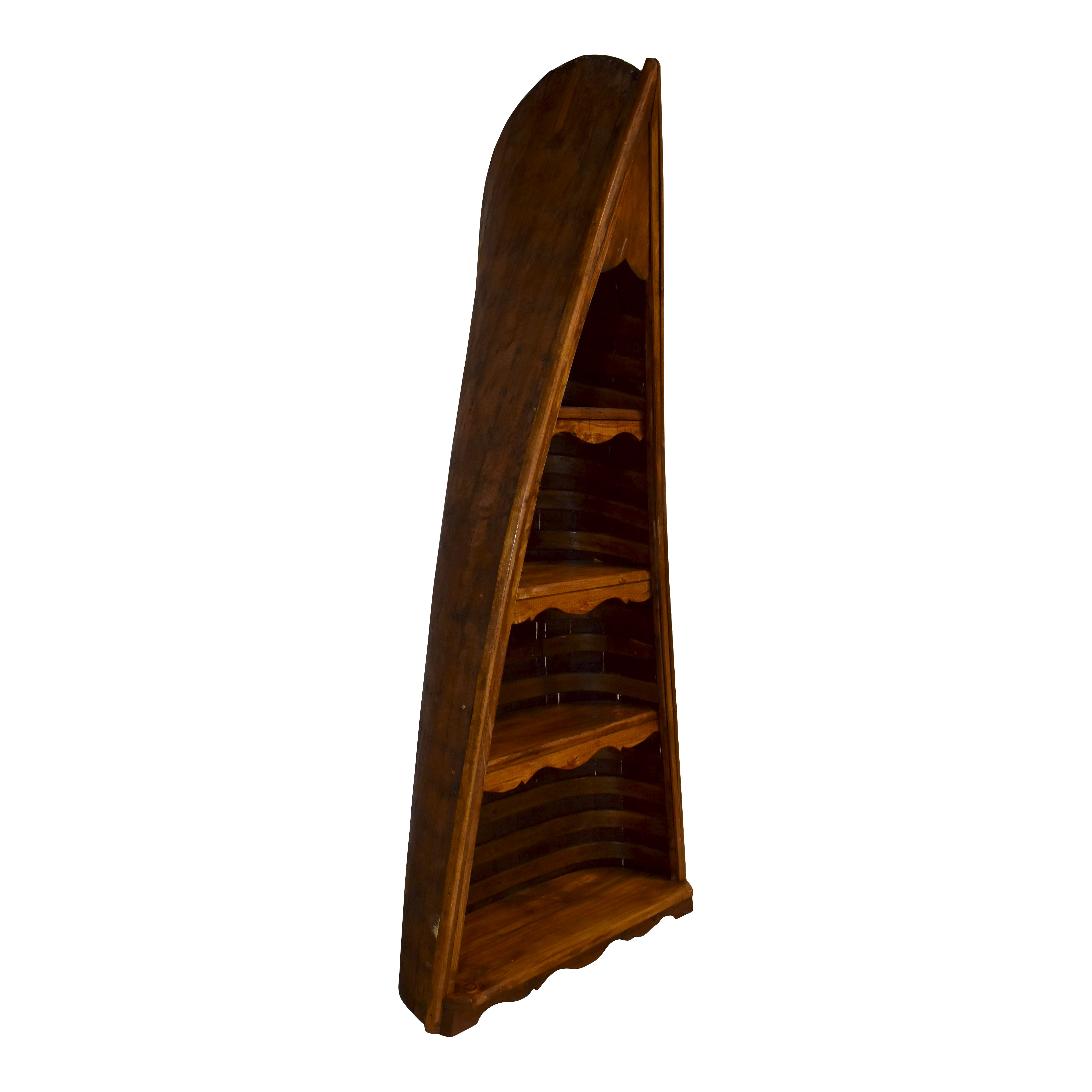 Wooden Canoe Bookshelf with Four Shelves