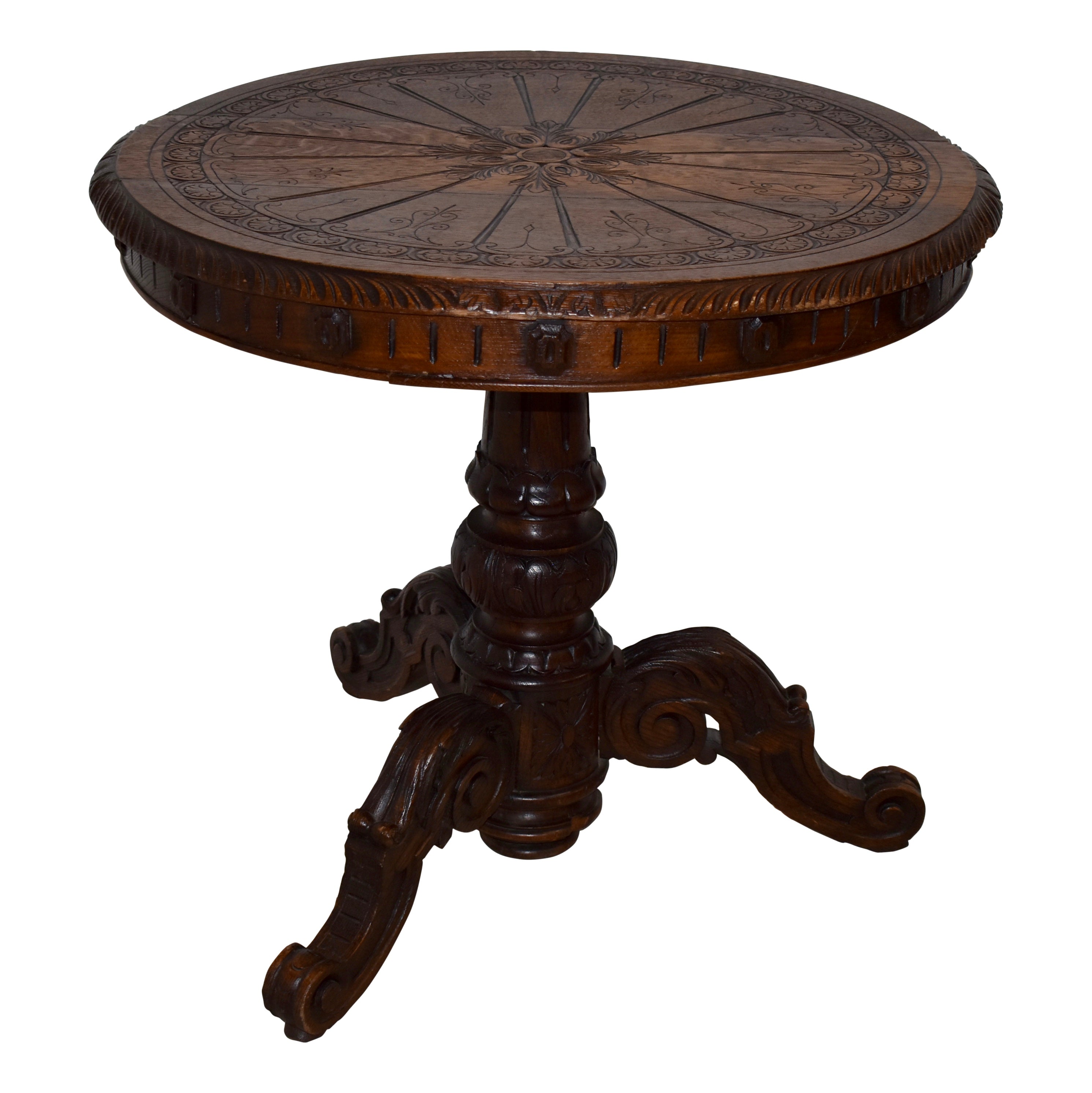 Oak Pedestal Side Table