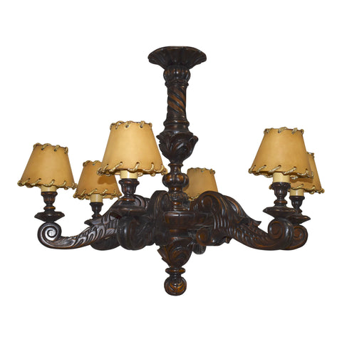 Louis XV Wooden Chandelier with Shades