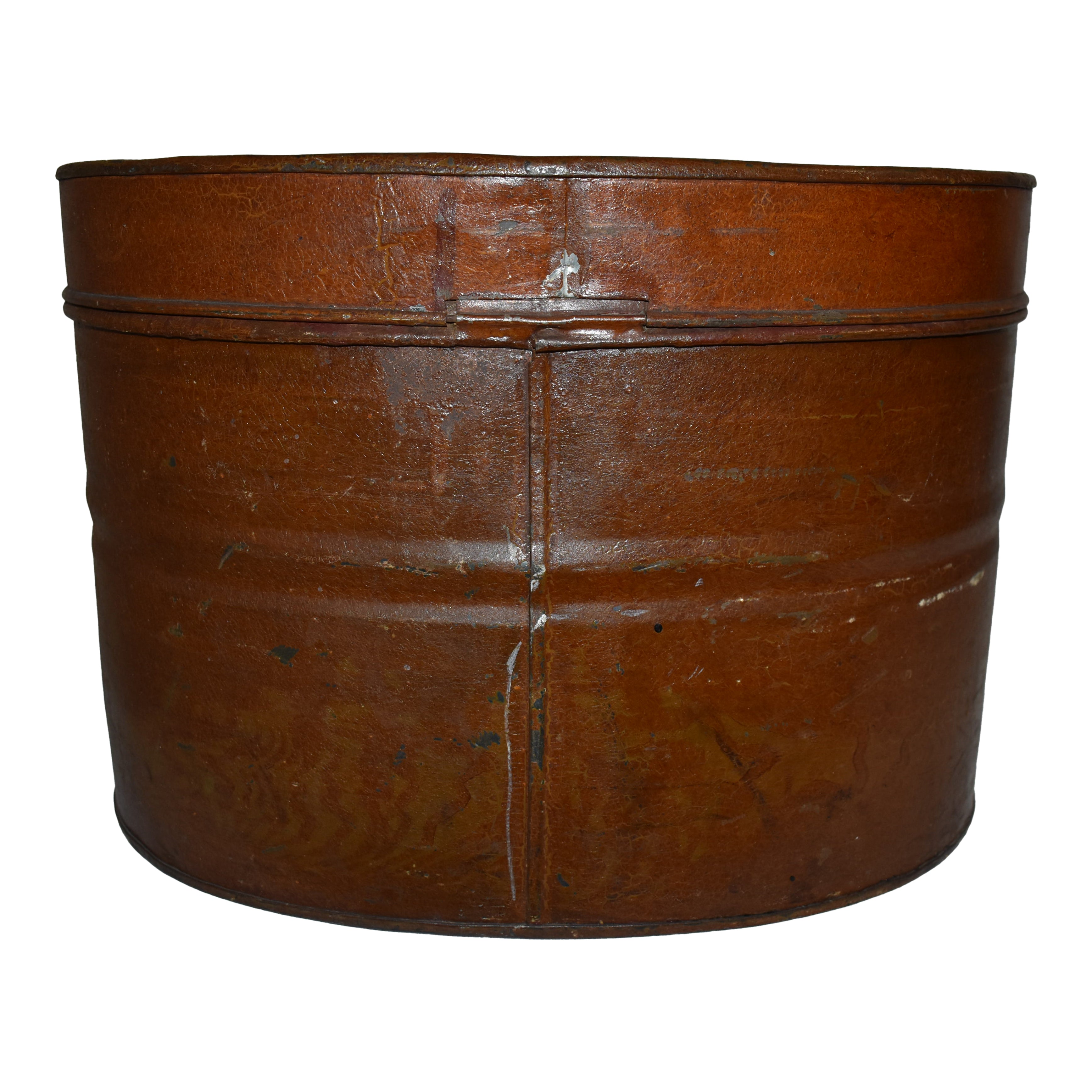 Oval Grain Painted Tin Container with Lid