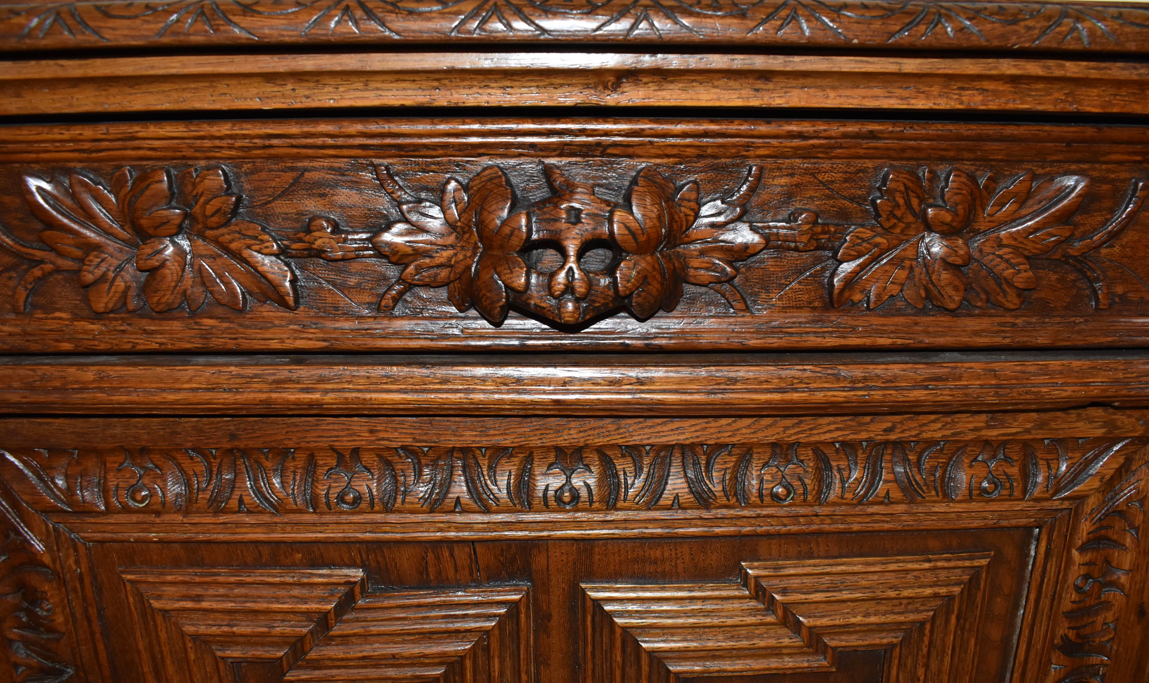 Short Carved Oak Cabinet