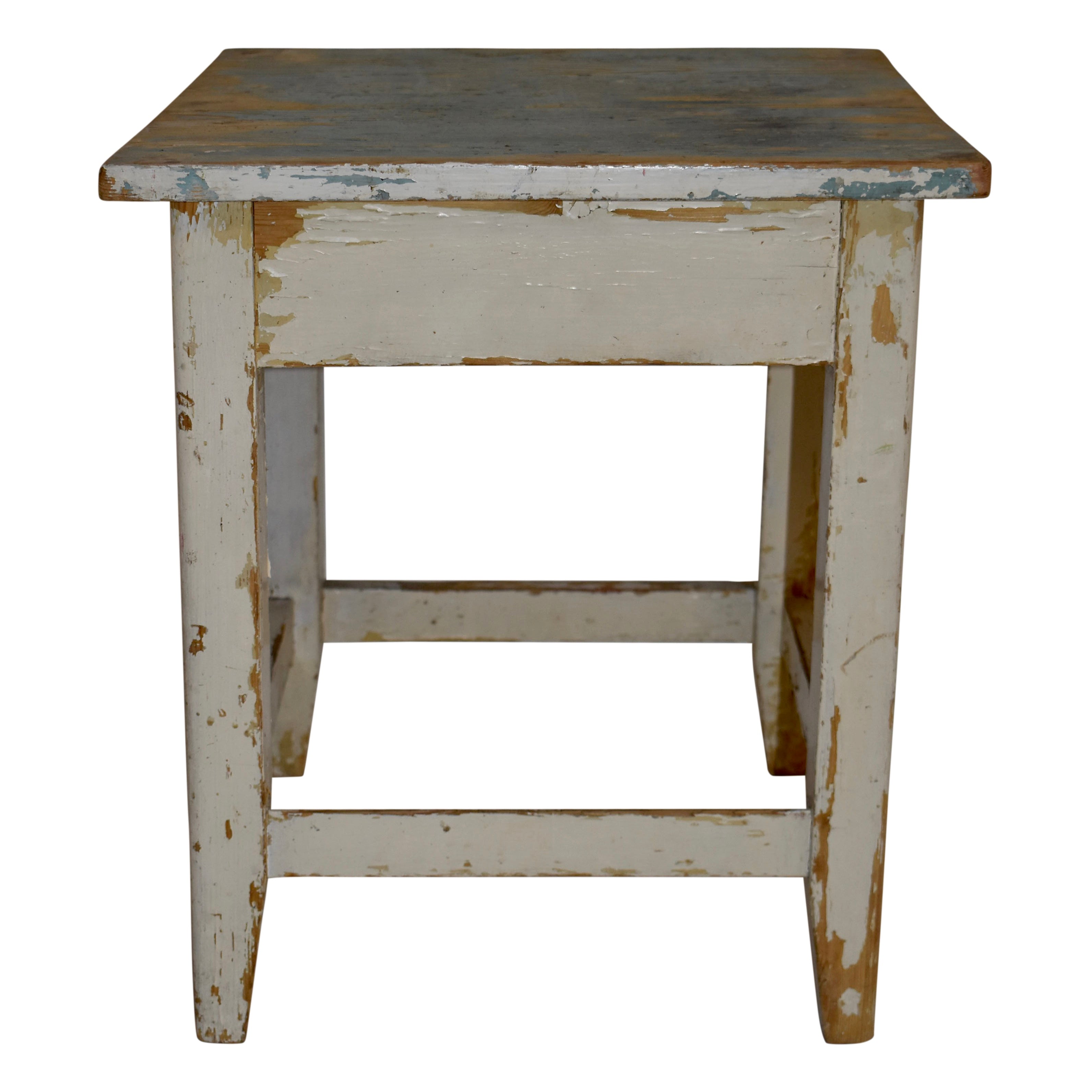 Painted Pine Stool with Drawer
