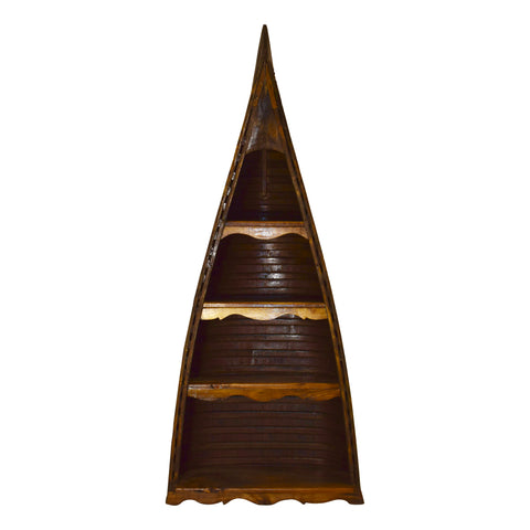 Wooden Canoe Bookshelf with Four Shelves