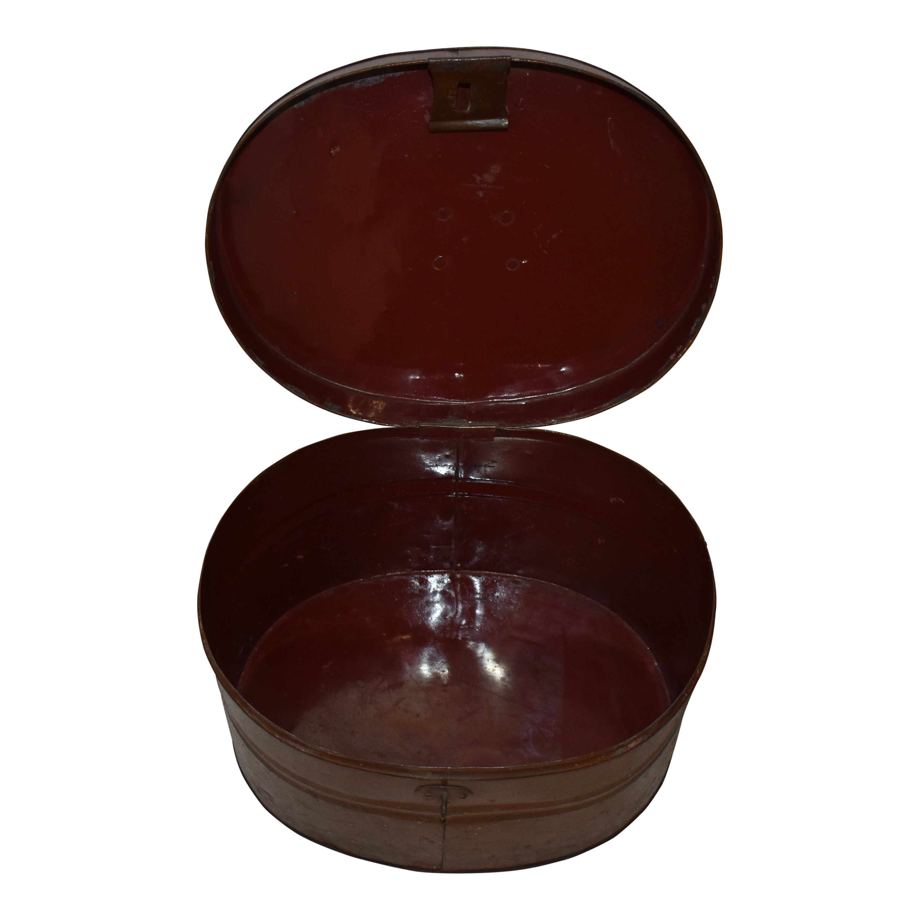 Oval Grain Painted Tin Container with Lid