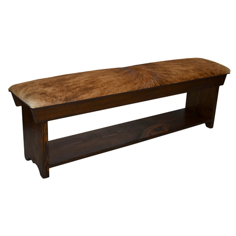 Cowhide Bench with Shelf