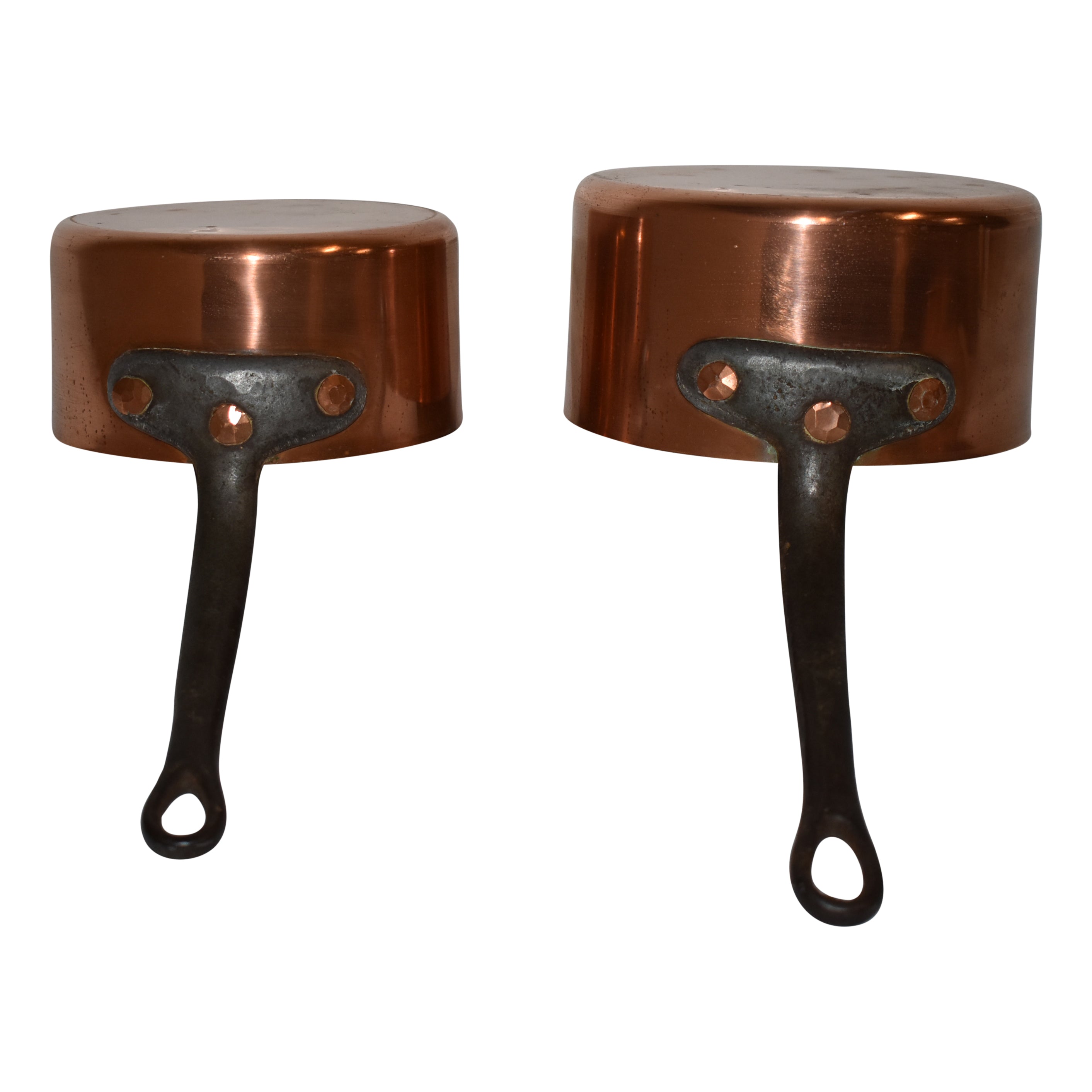 Copper Saucepans with Iron Handles