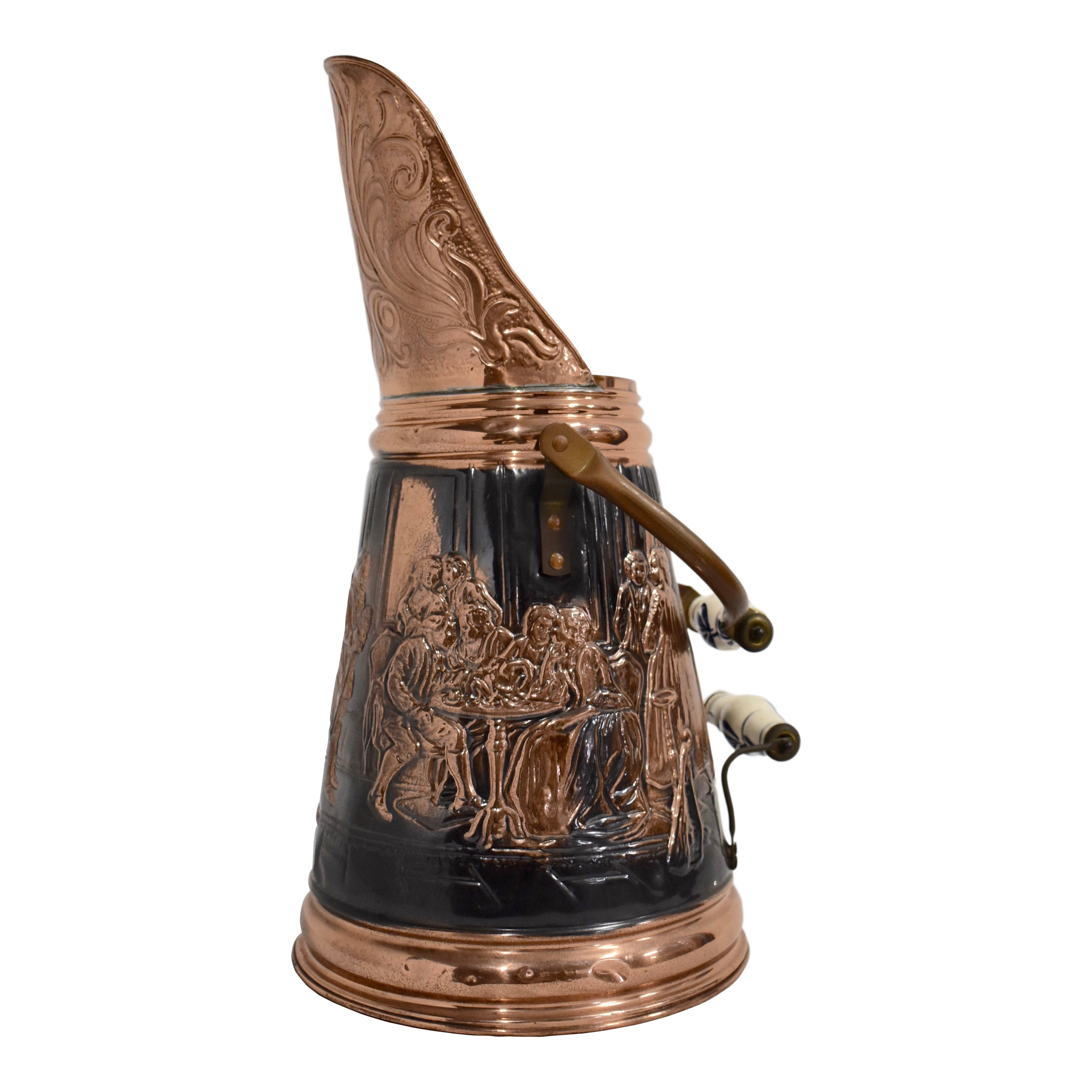 Tall Copper Bucket with Ceramic Handles