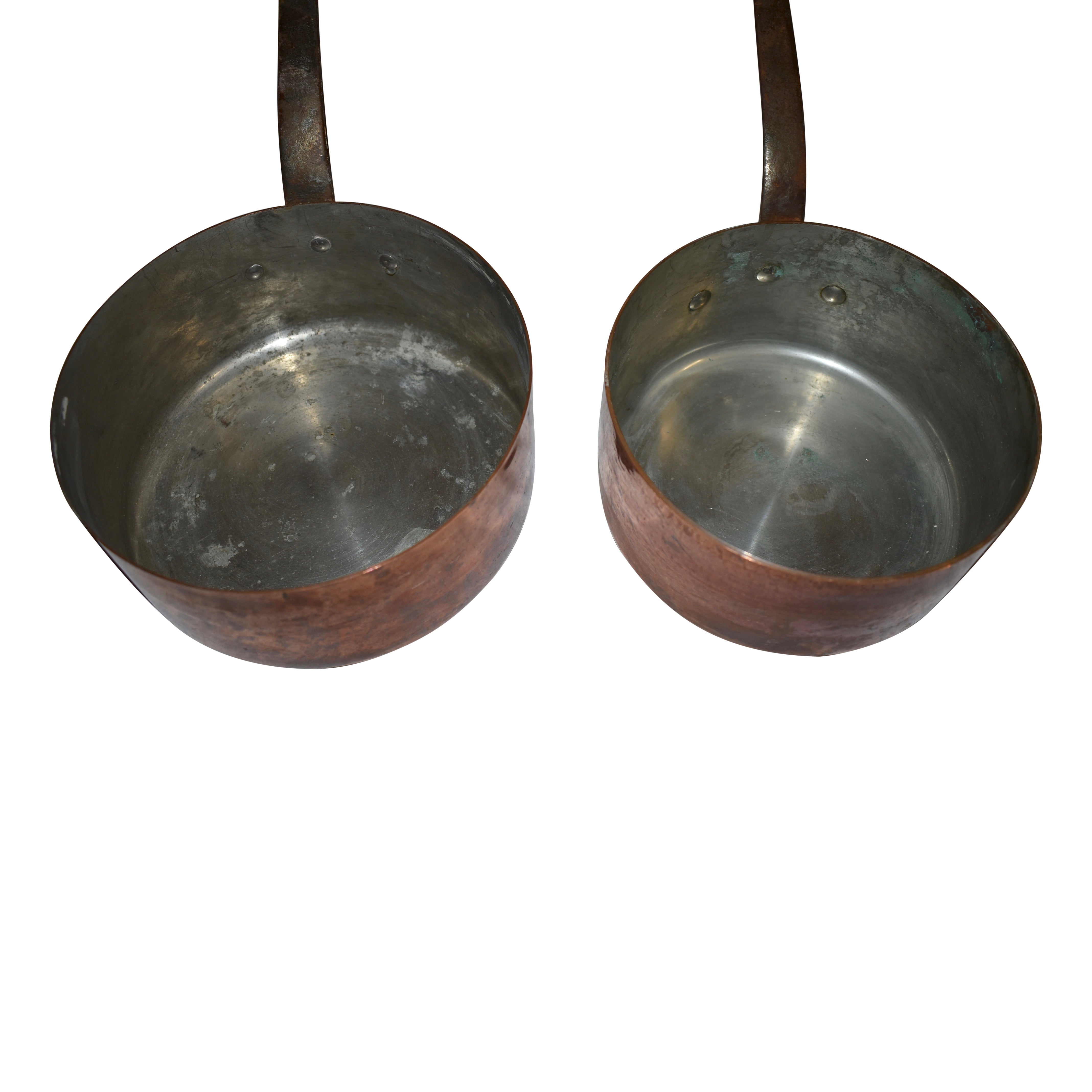 Copper Saucepans with Iron Handles
