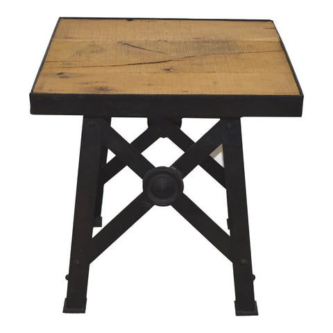 Industrial Pine and Steel Side Table