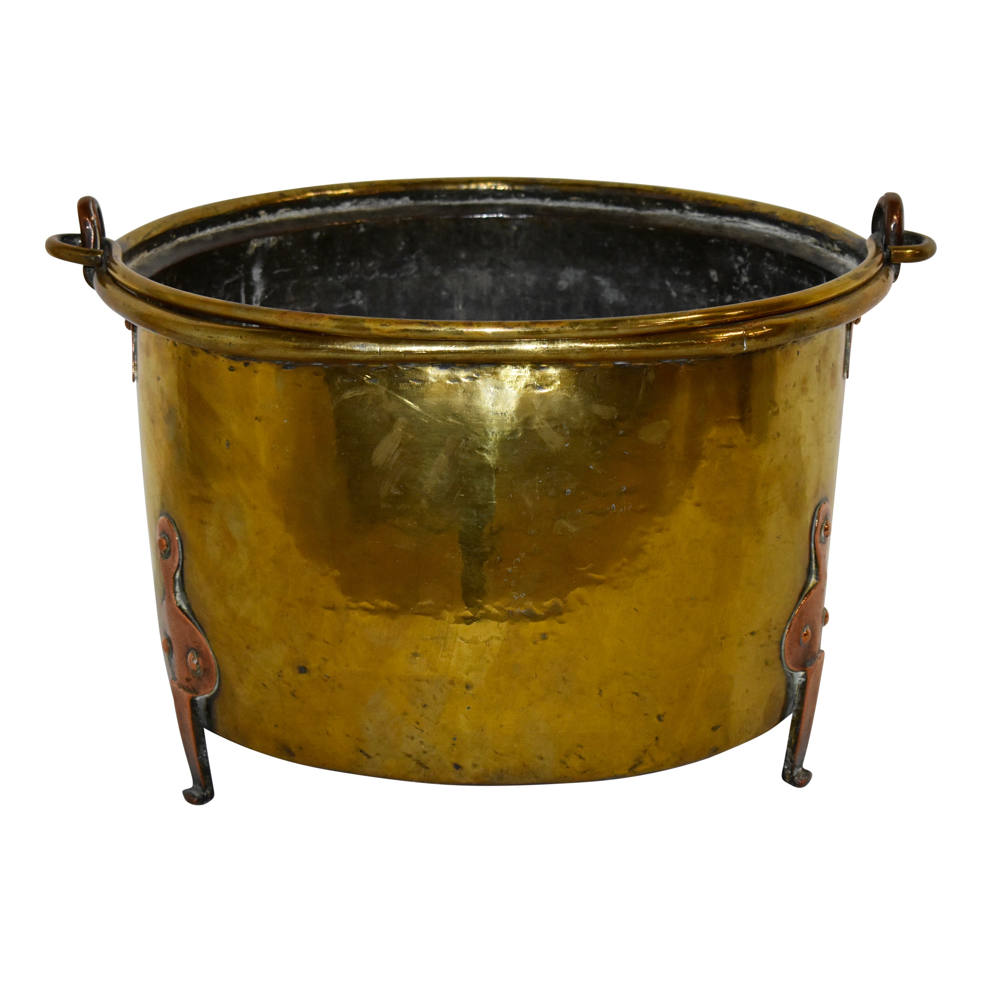 Brass Bucket with Copper Accents