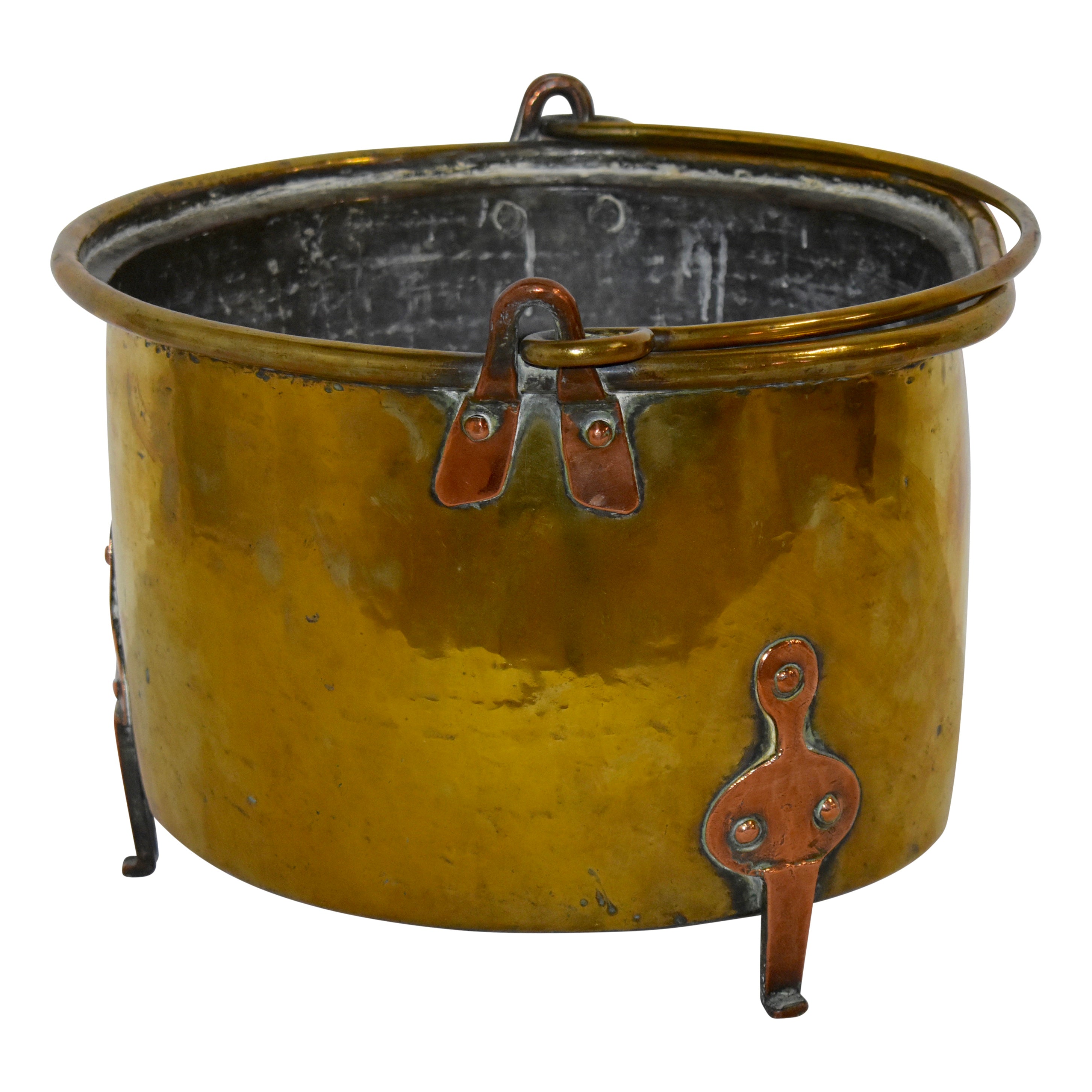 Brass Bucket with Copper Accents