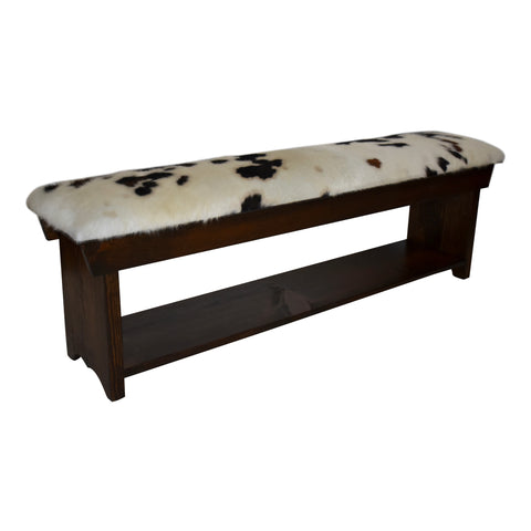 Cowhide Bench with Shelf