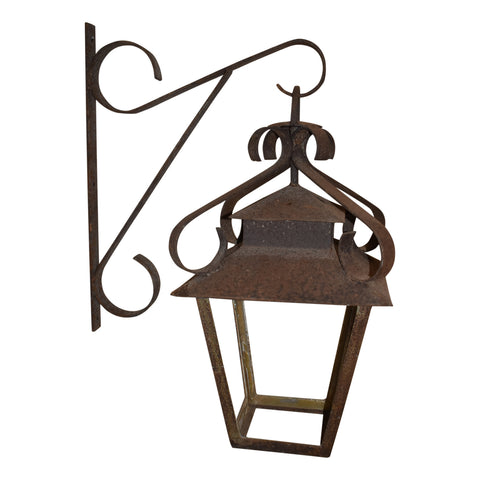 Iron Lantern with Wall Bracket