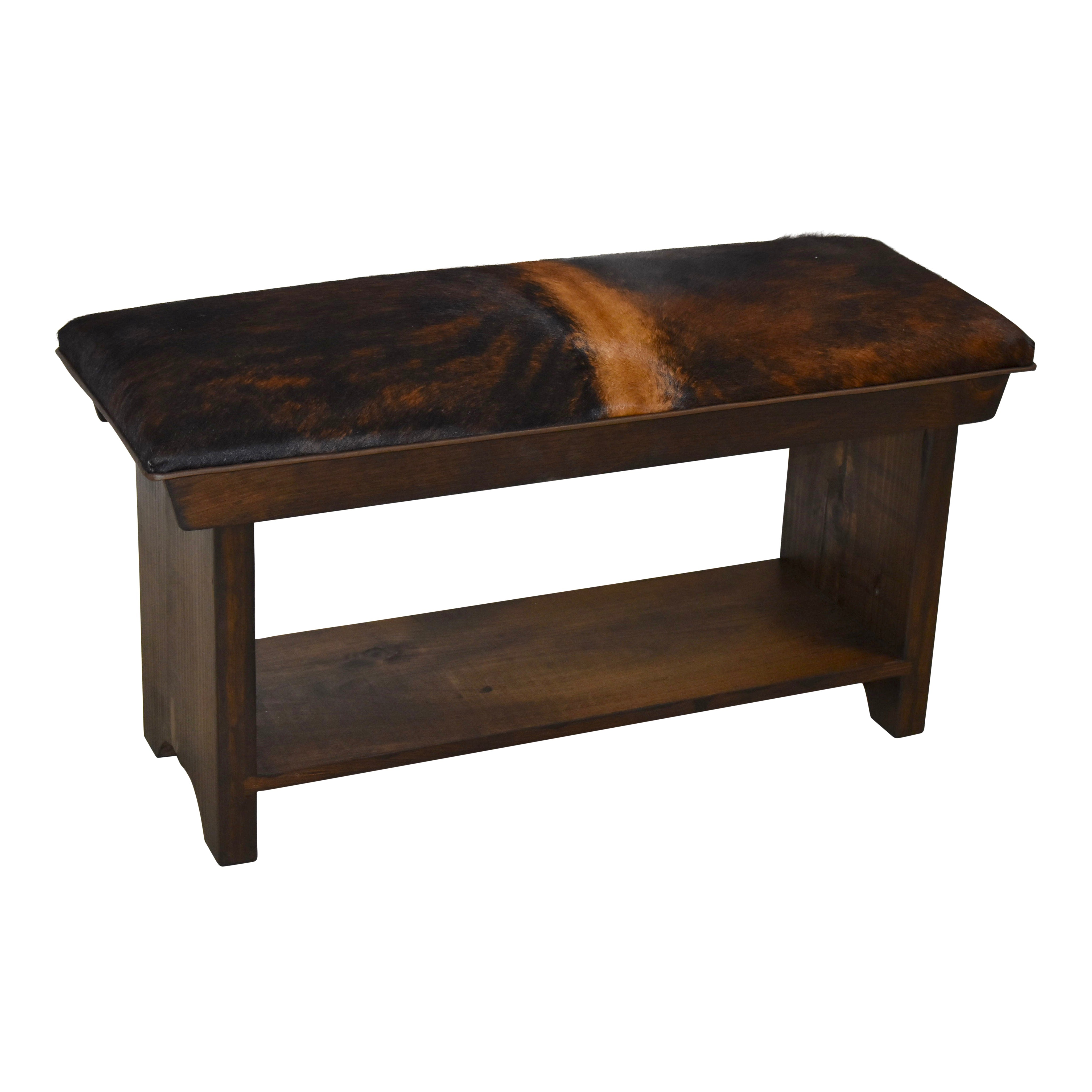 Cowhide Bench with Shelf