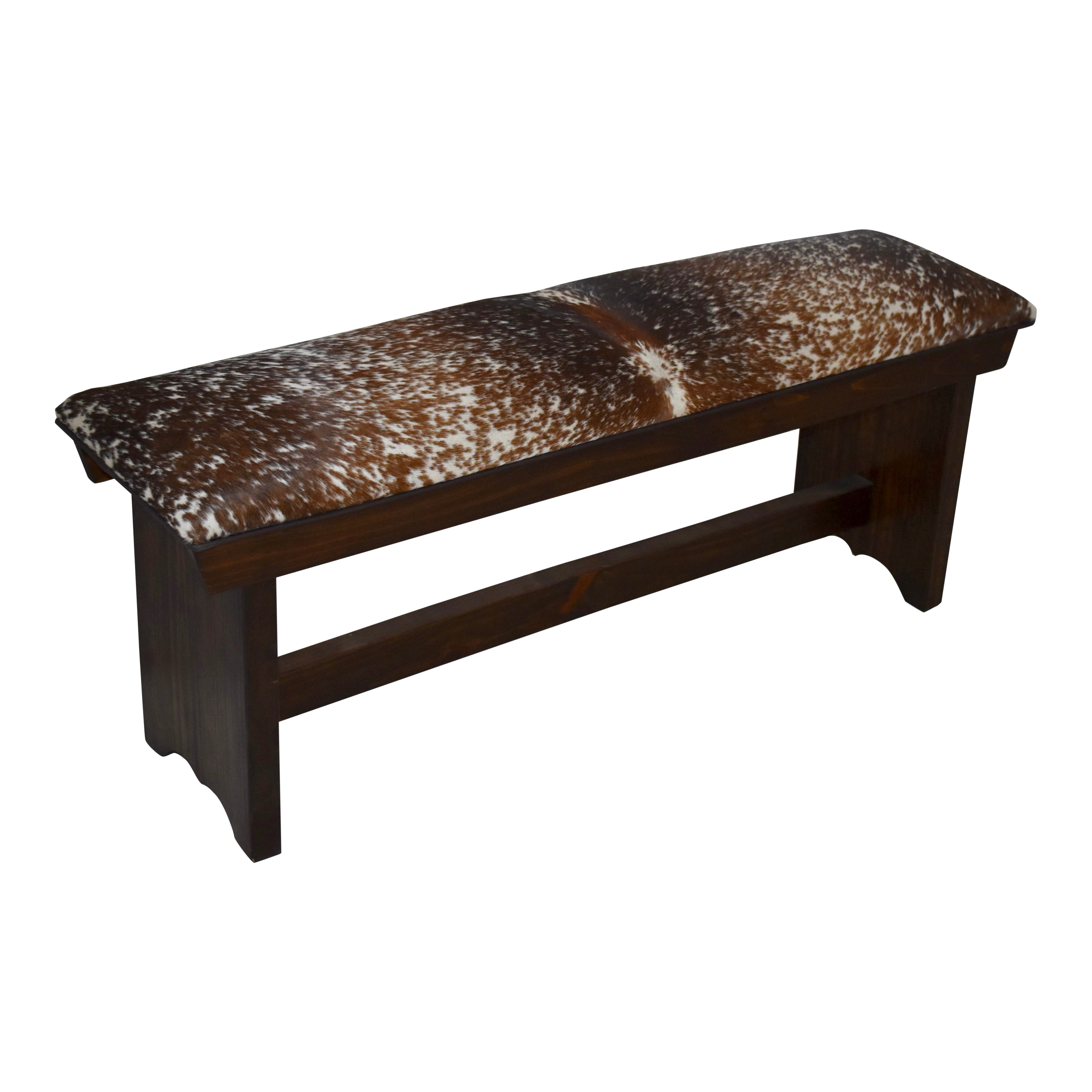 Cowhide Bench with Rail