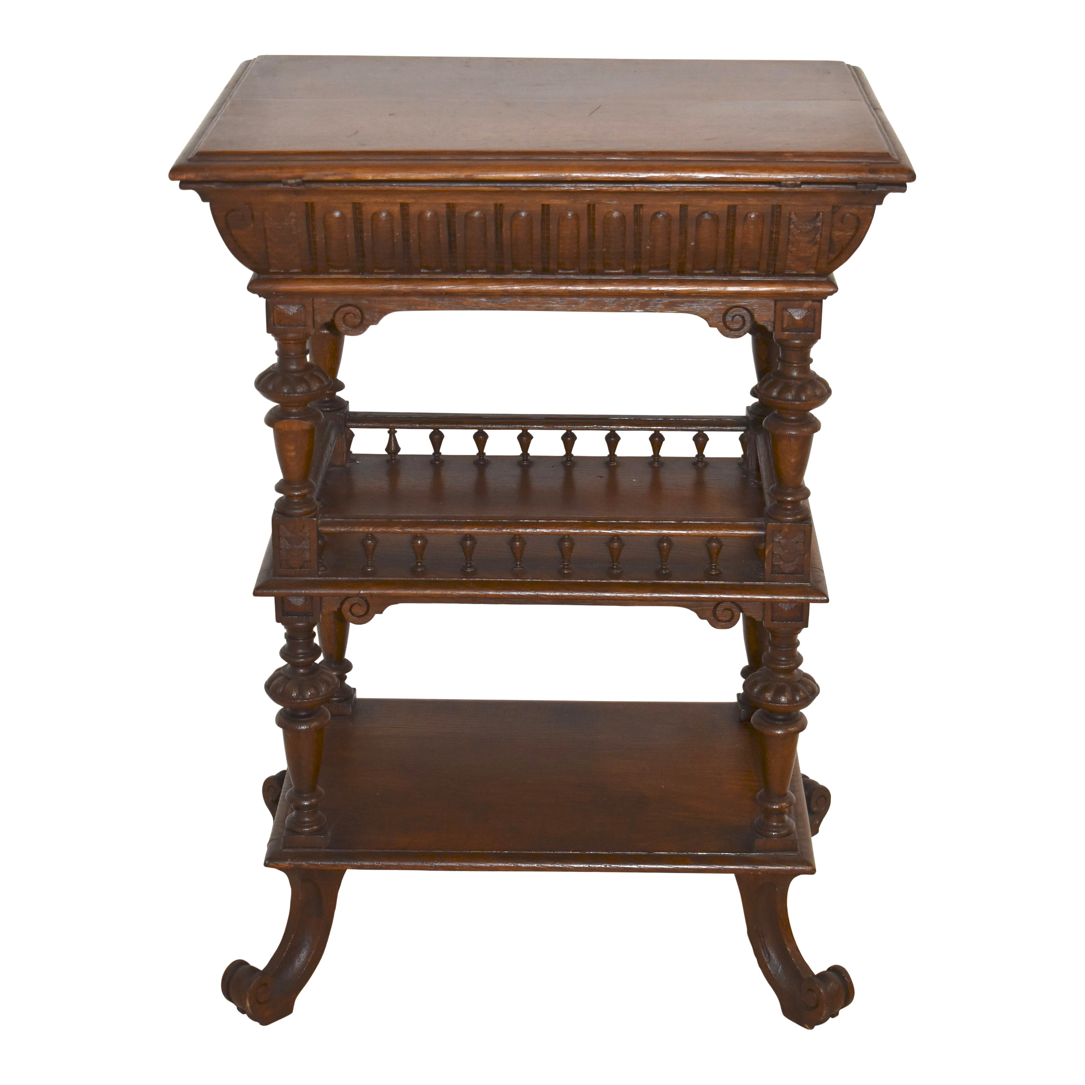Carved Oak Sewing Table