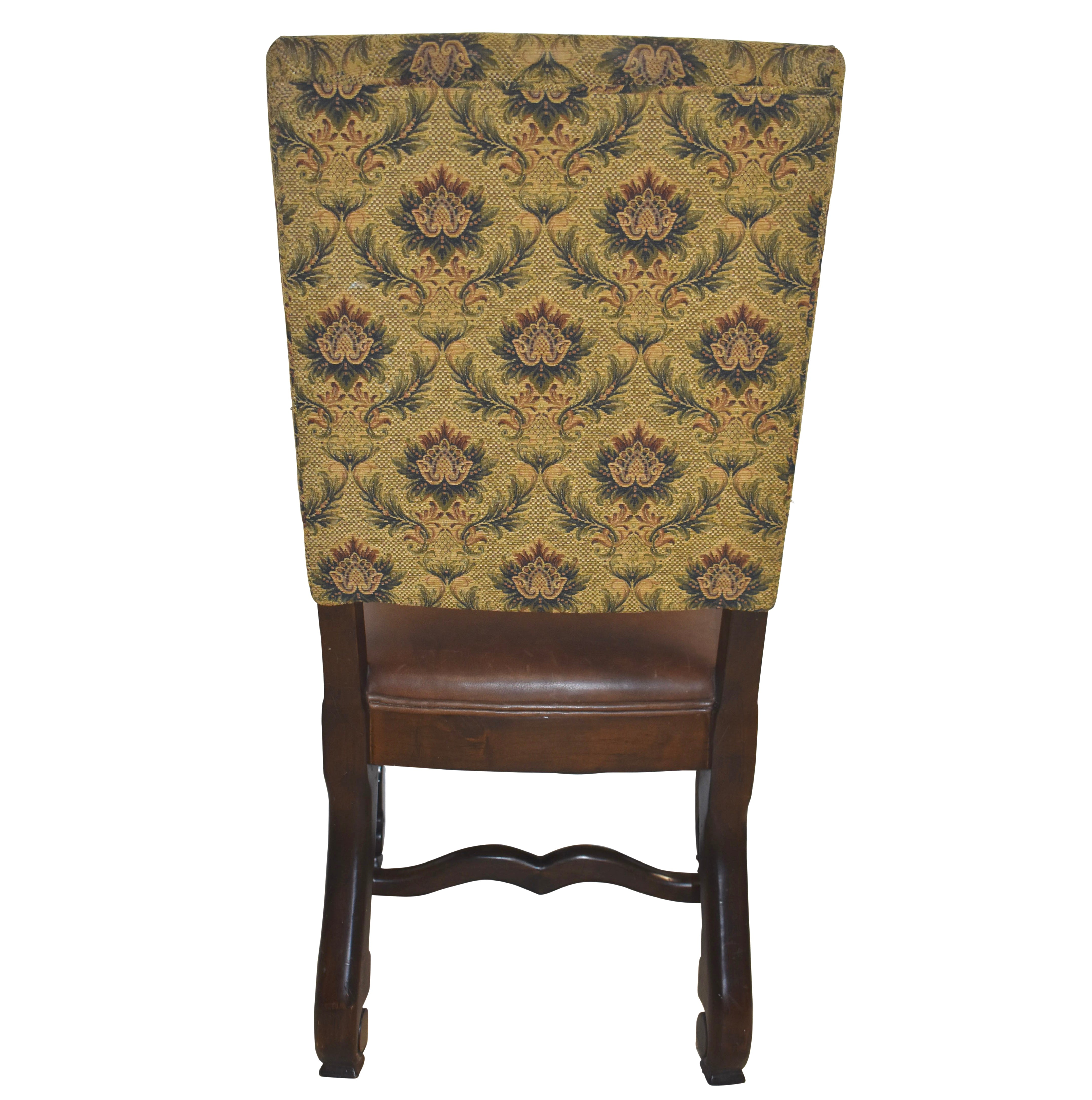 Walnut Upholstered High-Back Dining Chairs, Set of Eight
