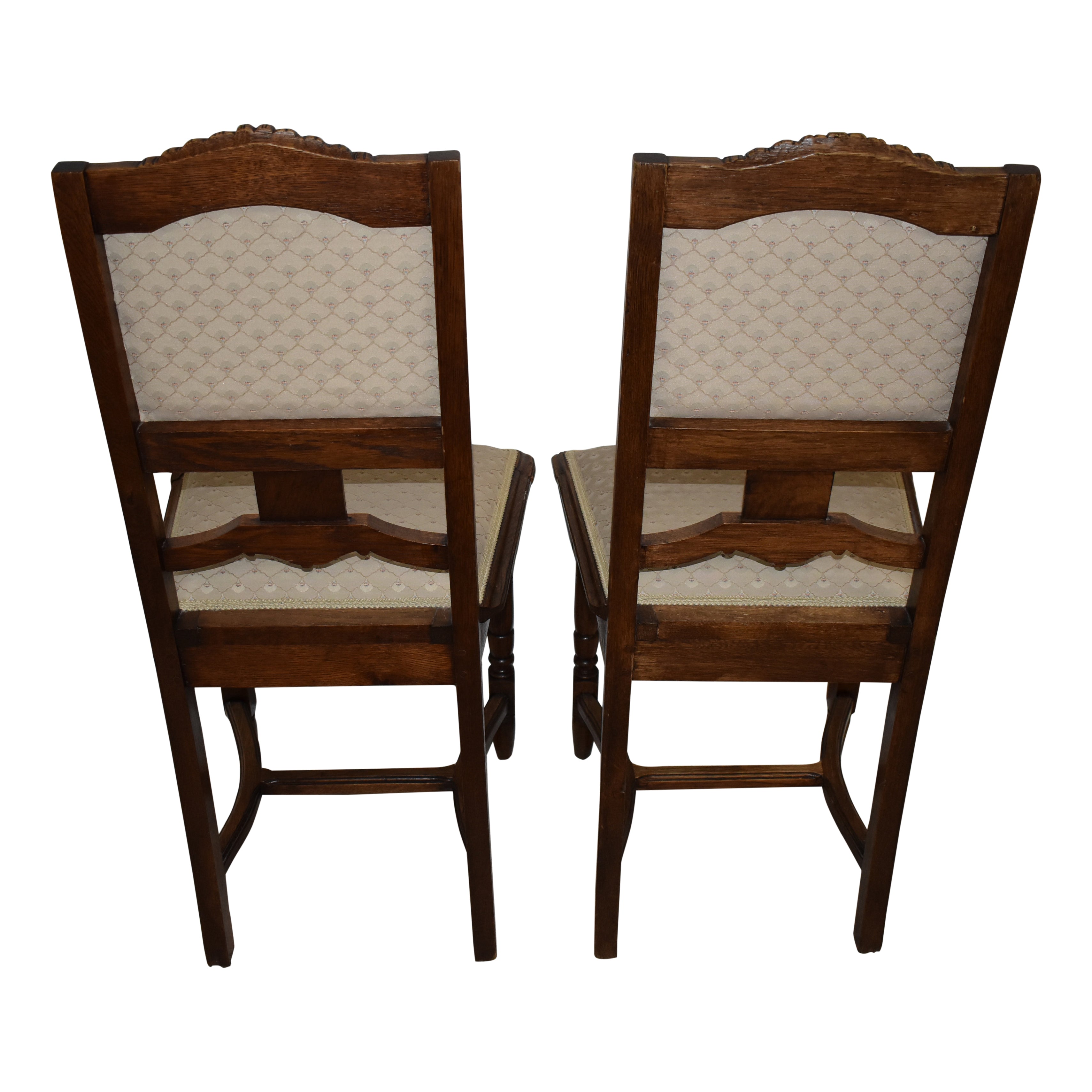 French Carved Oak Chairs, Set of Two