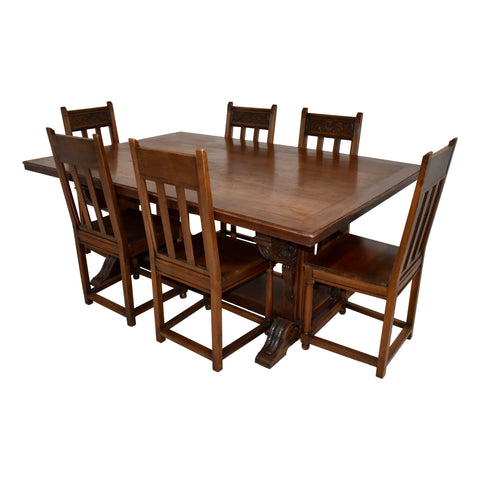 Walnut Dining Table and Six Chairs
