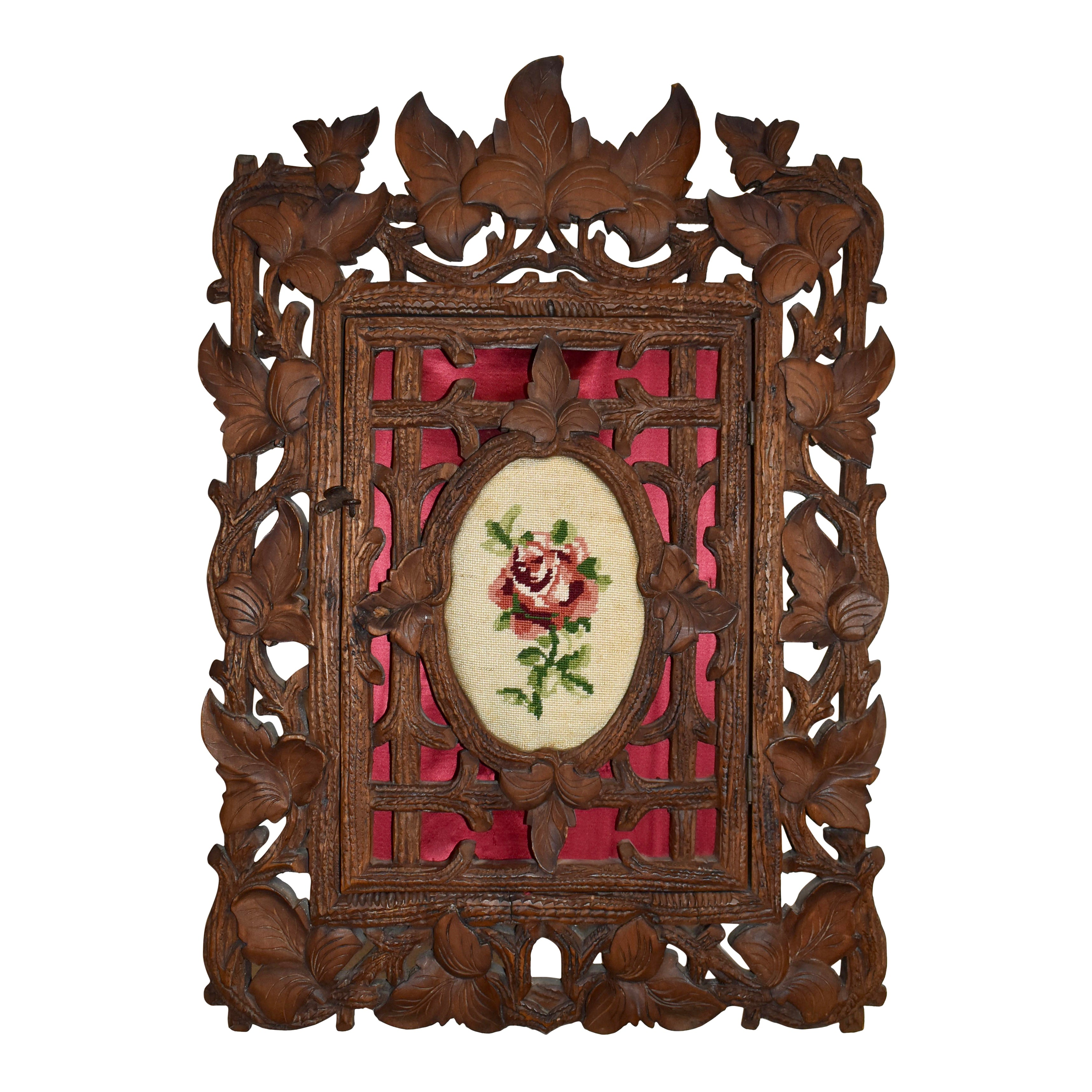 Carved Black Forest Wall-Mounted Key Cabinet