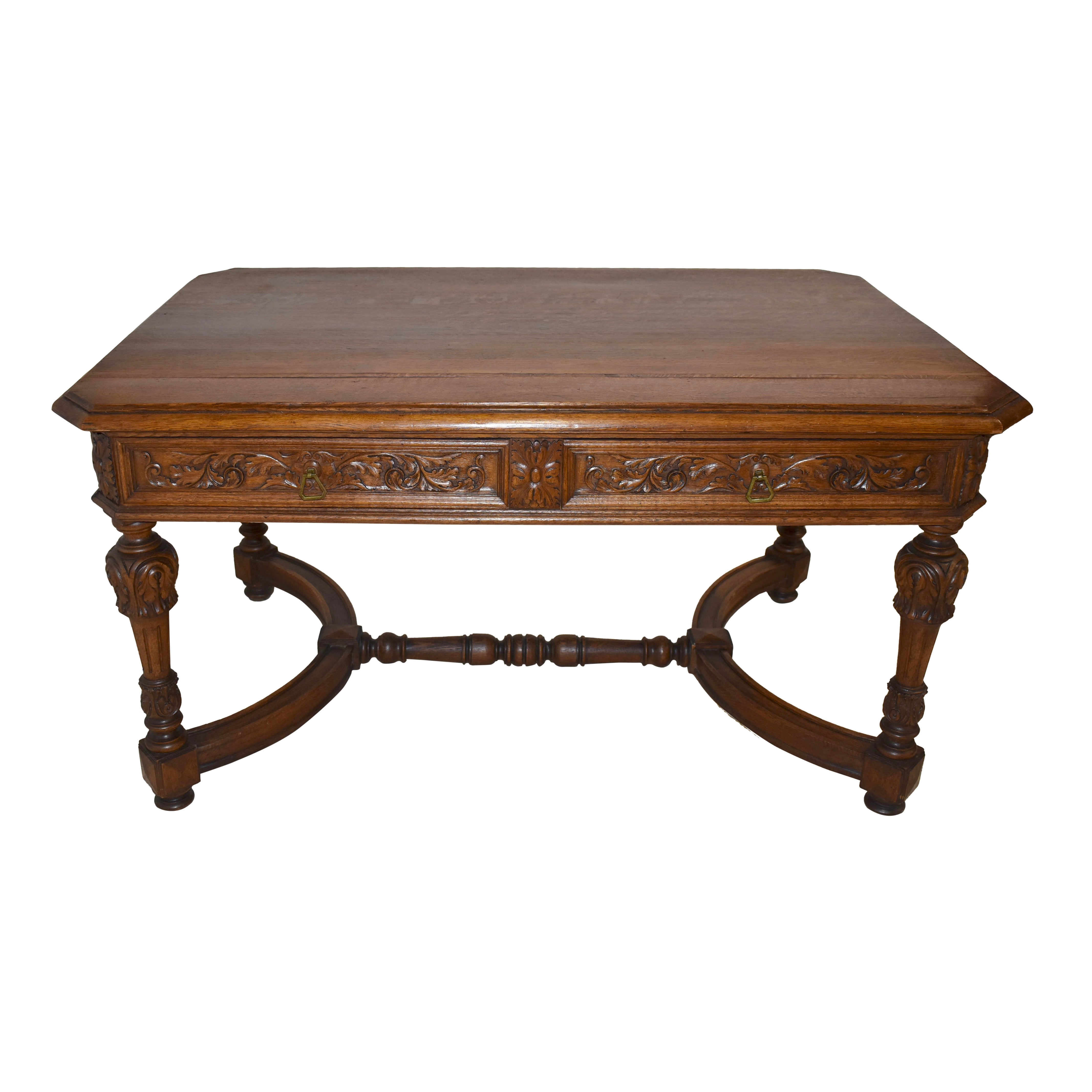 Carved Oak Writing Table Ski Country Antiques Home
