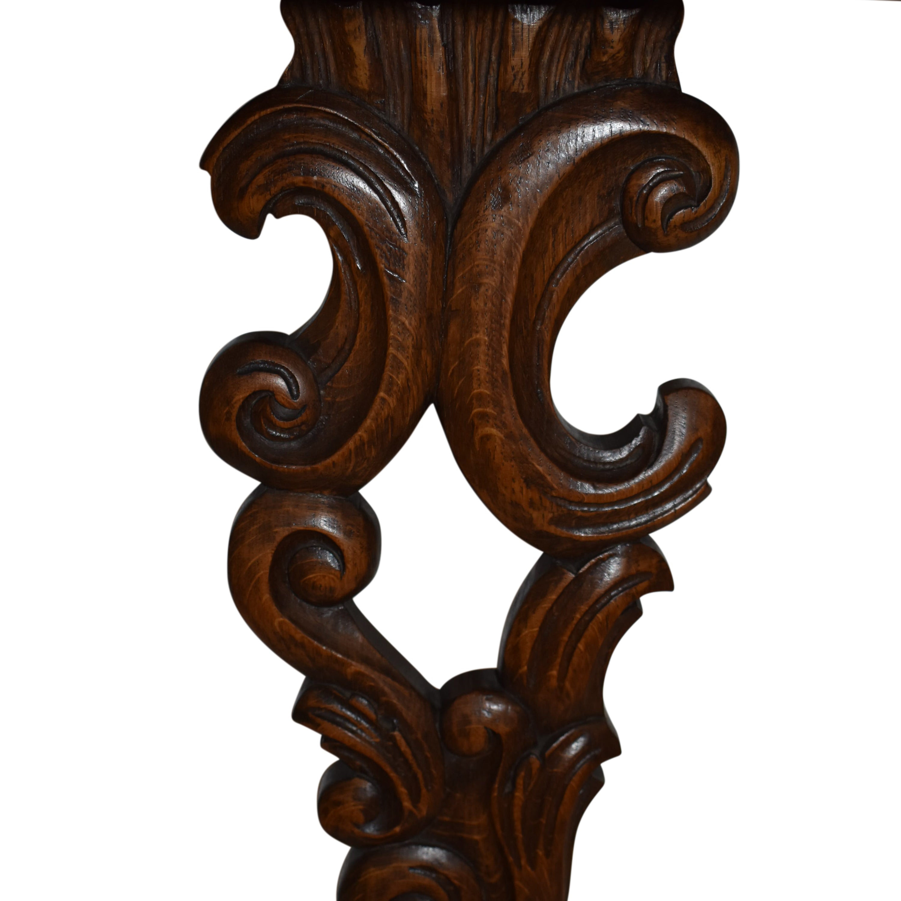 Oak Side Table with Carved Pedestal Base