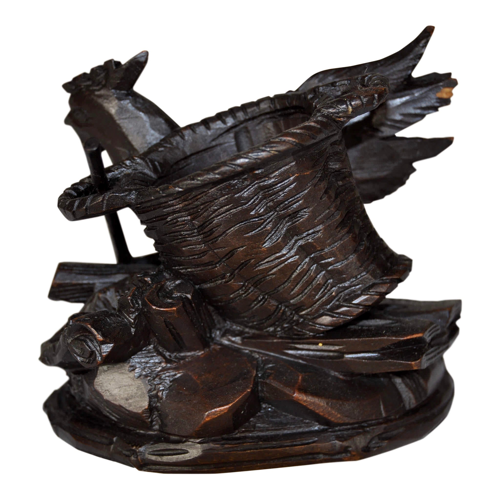 Black Forest Carved Rooster with Basket