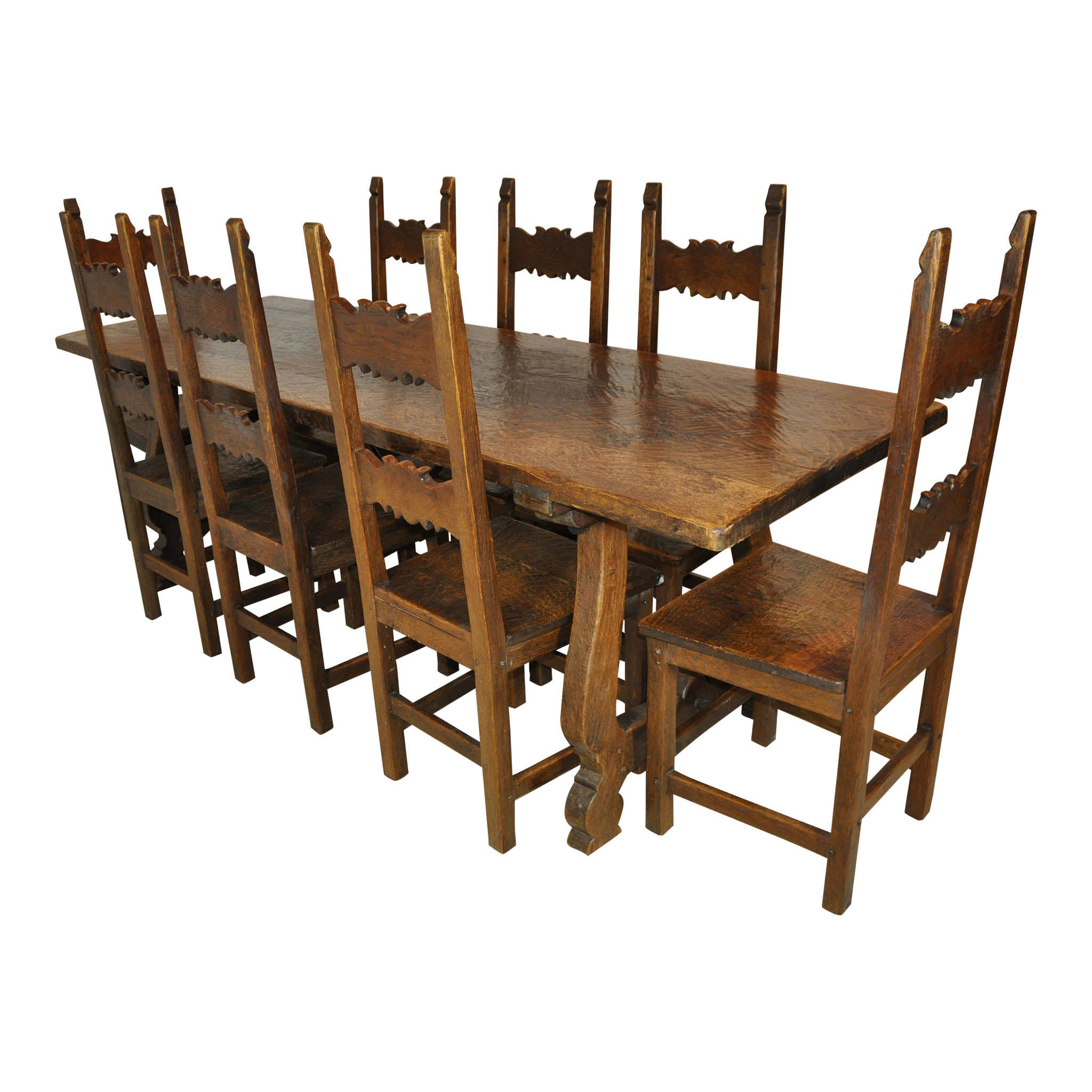 Trestle Dining Table and Eight Chairs