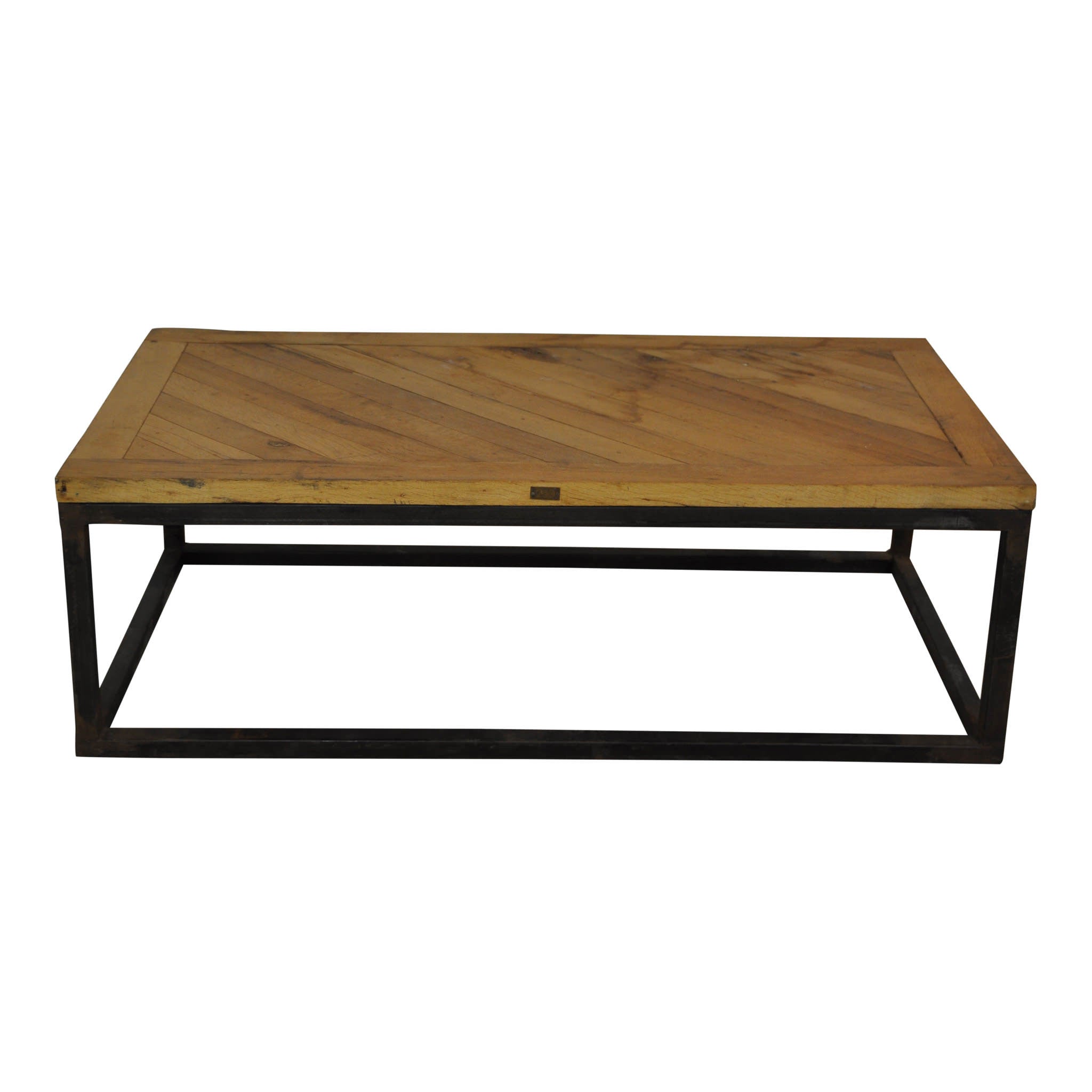 Industrial Coffee Table with Parquet Top