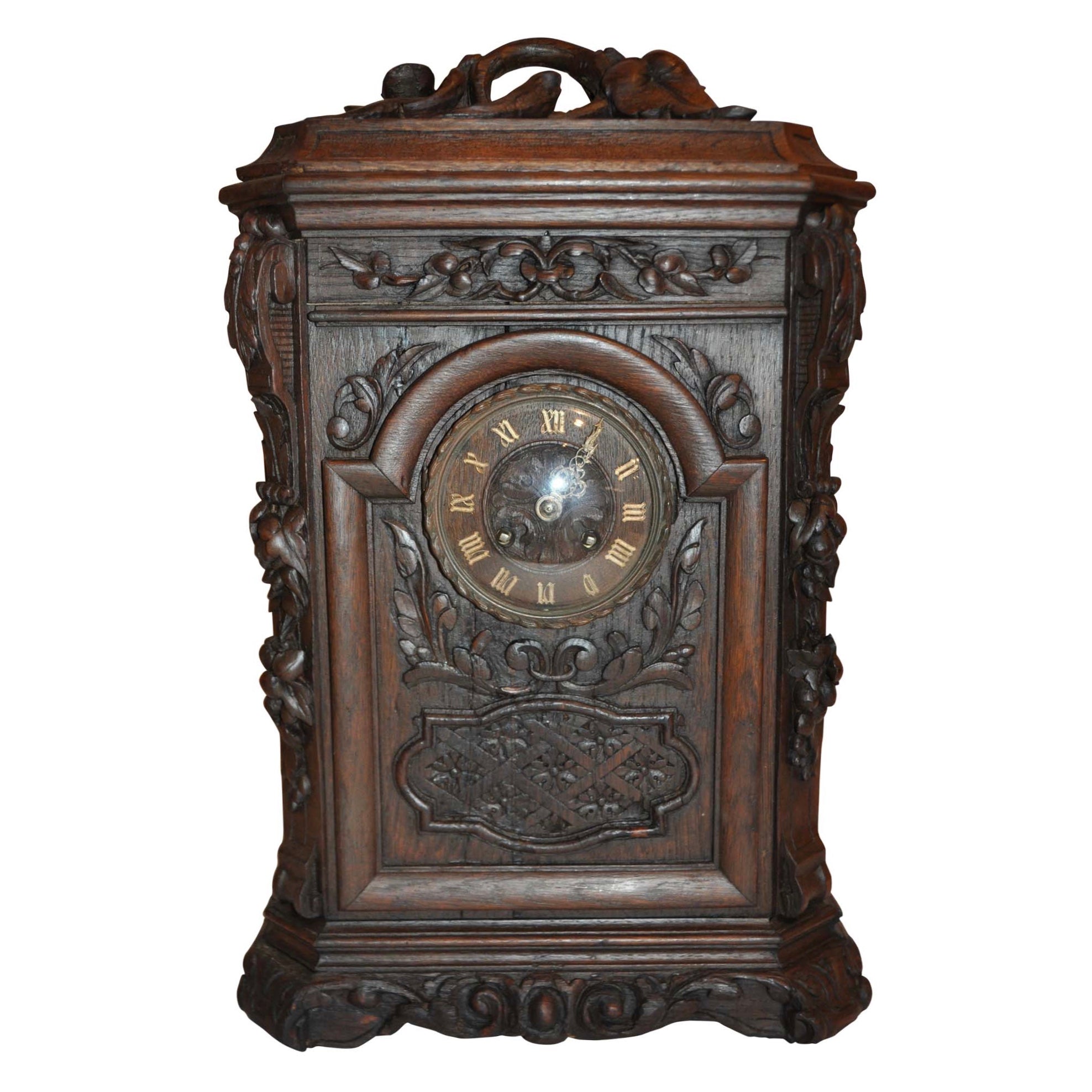 Carved Mantle Clock with Two Boxes Set/3