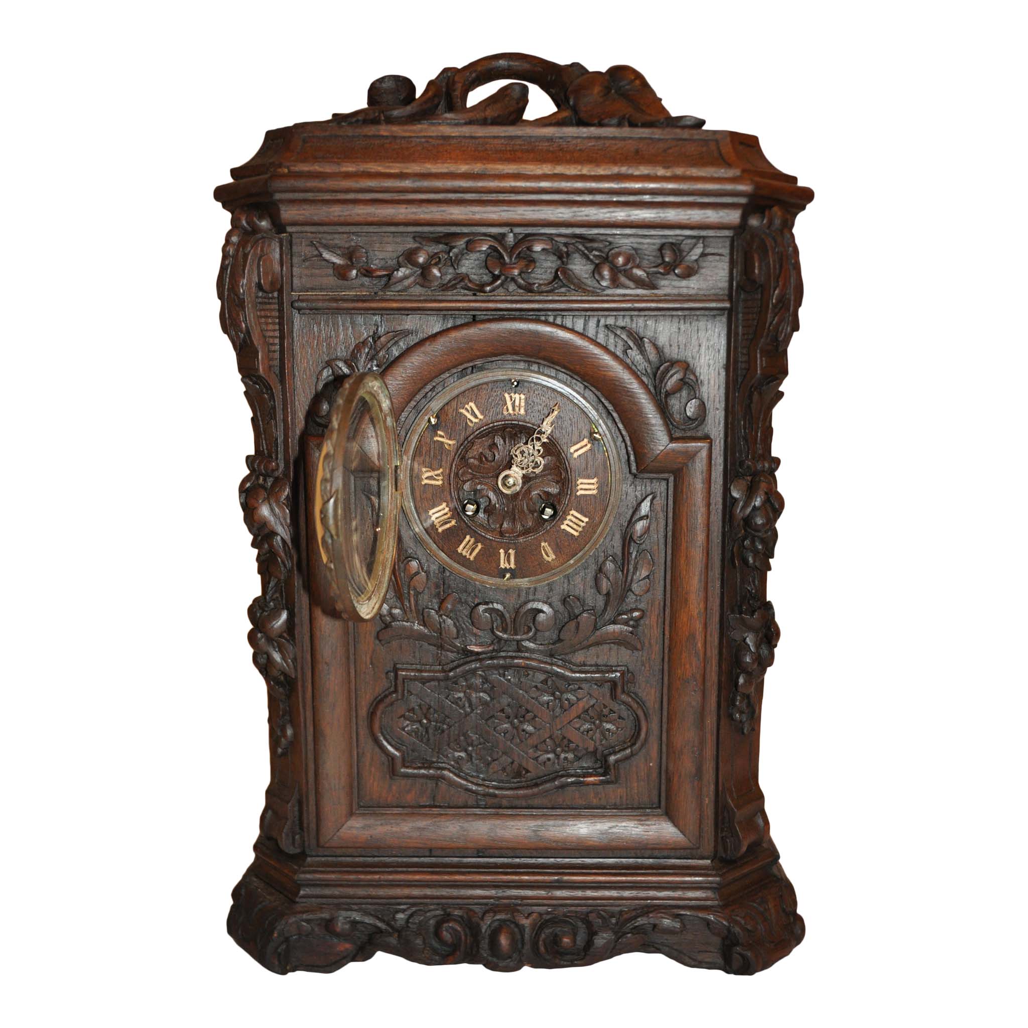 Carved Mantle Clock with Two Boxes Set/3